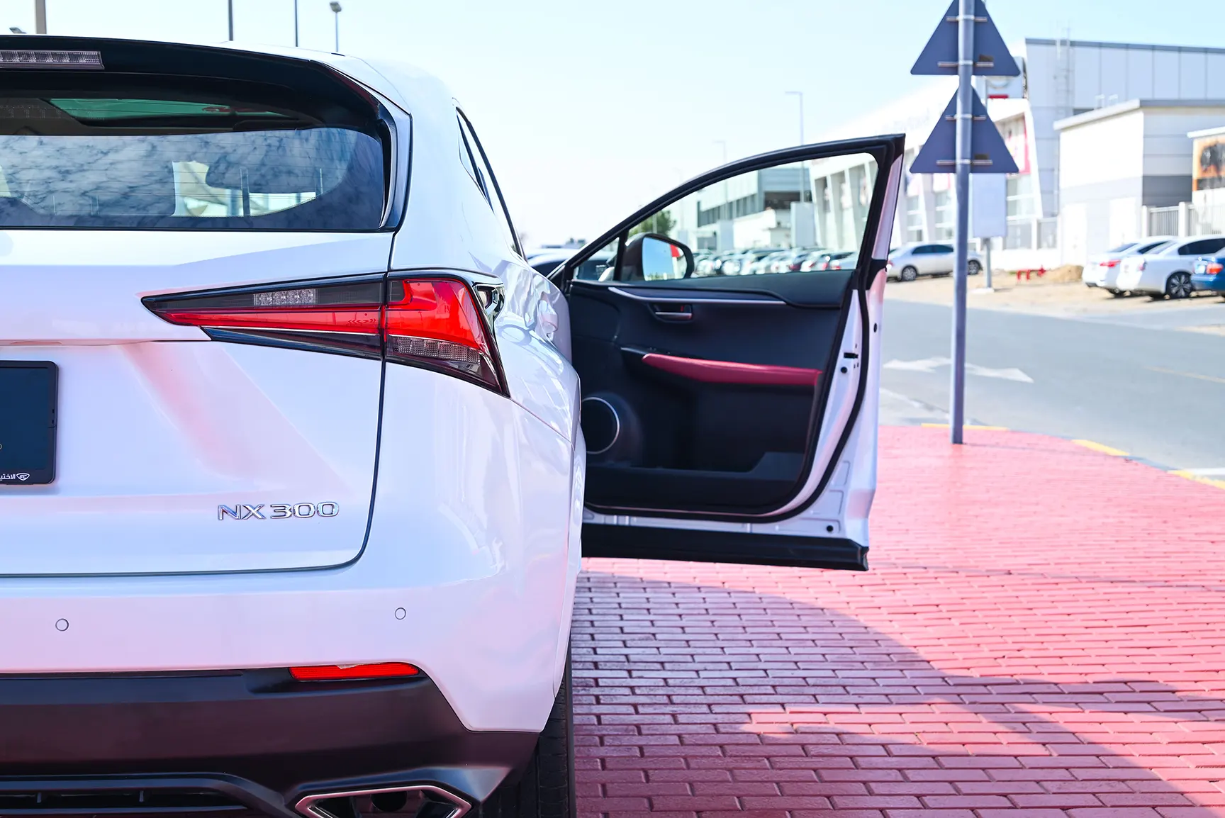 Used 2020 Lexus NX-SERIES NX 300 Platinum White – Taillight Close-up at First Choice Cars Sharjah
