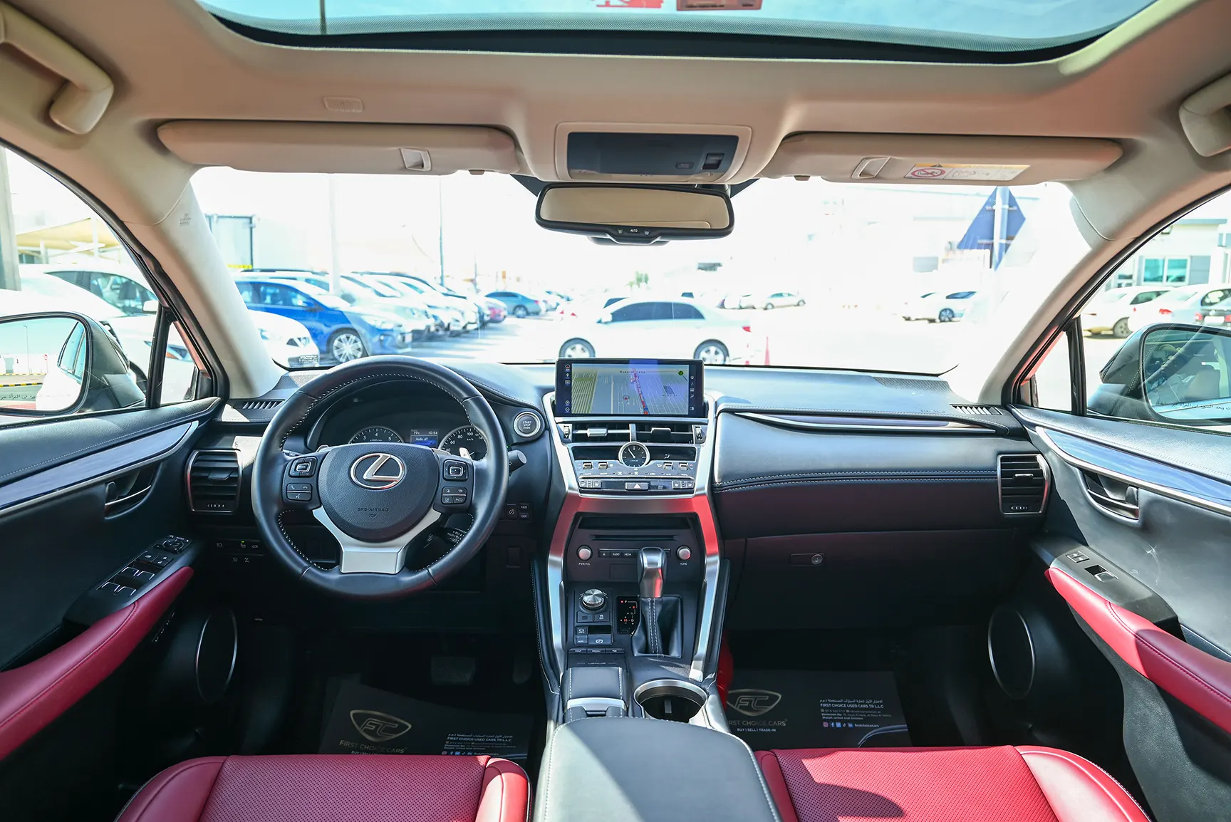 Used 2020 Lexus NX-SERIES NX 300 Platinum White – Front Cabin / Dashboard Full View at First Choice Cars Sharjah