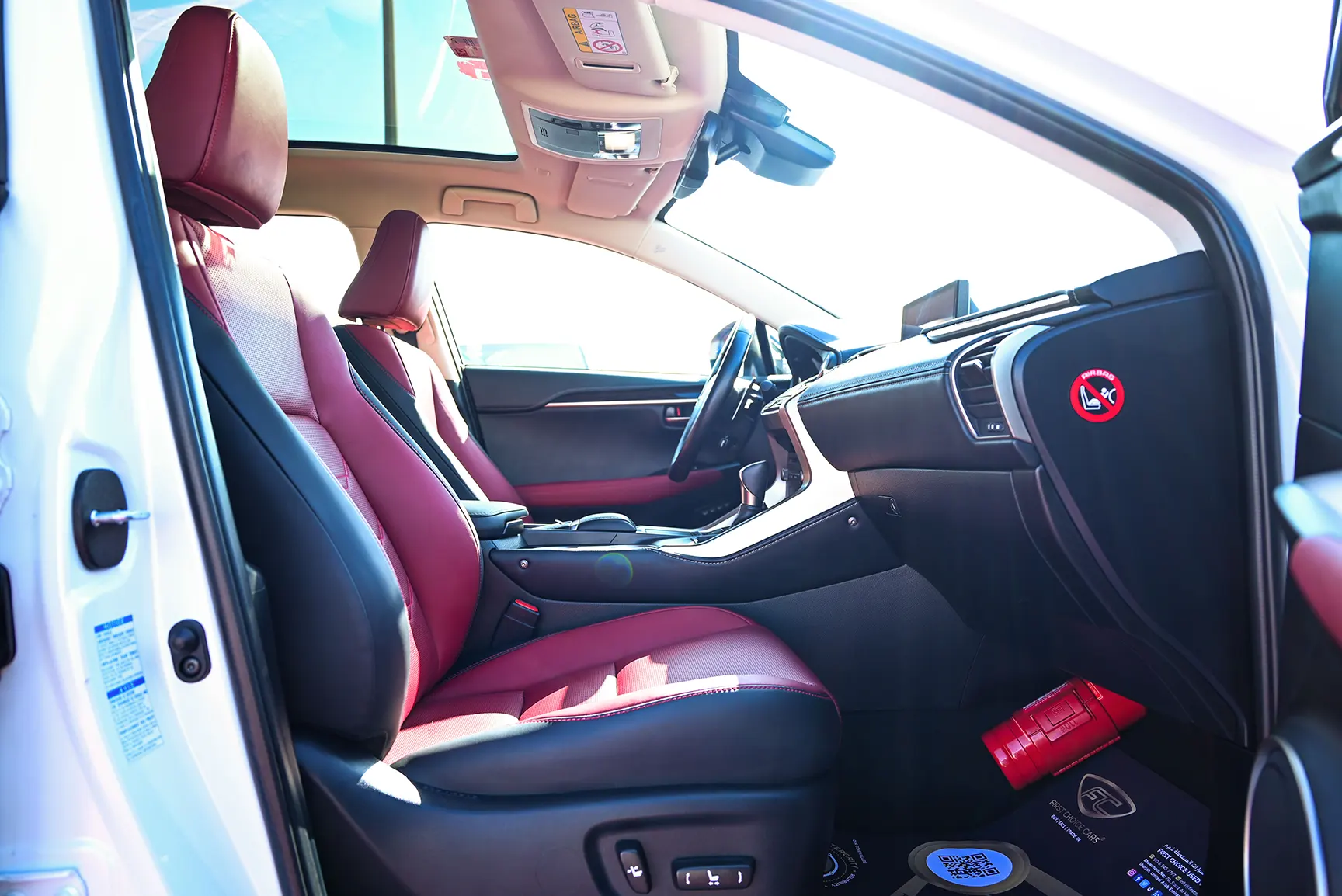 Used 2020 Lexus NX-SERIES NX 300 Platinum White – Front Passenger Side Cabin View at First Choice Cars Sharjah