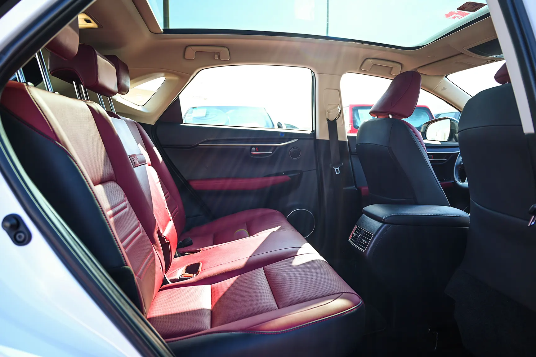 Used 2020 Lexus NX-SERIES NX 300 Platinum White – Rear Passenger Side Cabin View at First Choice Cars Sharjah