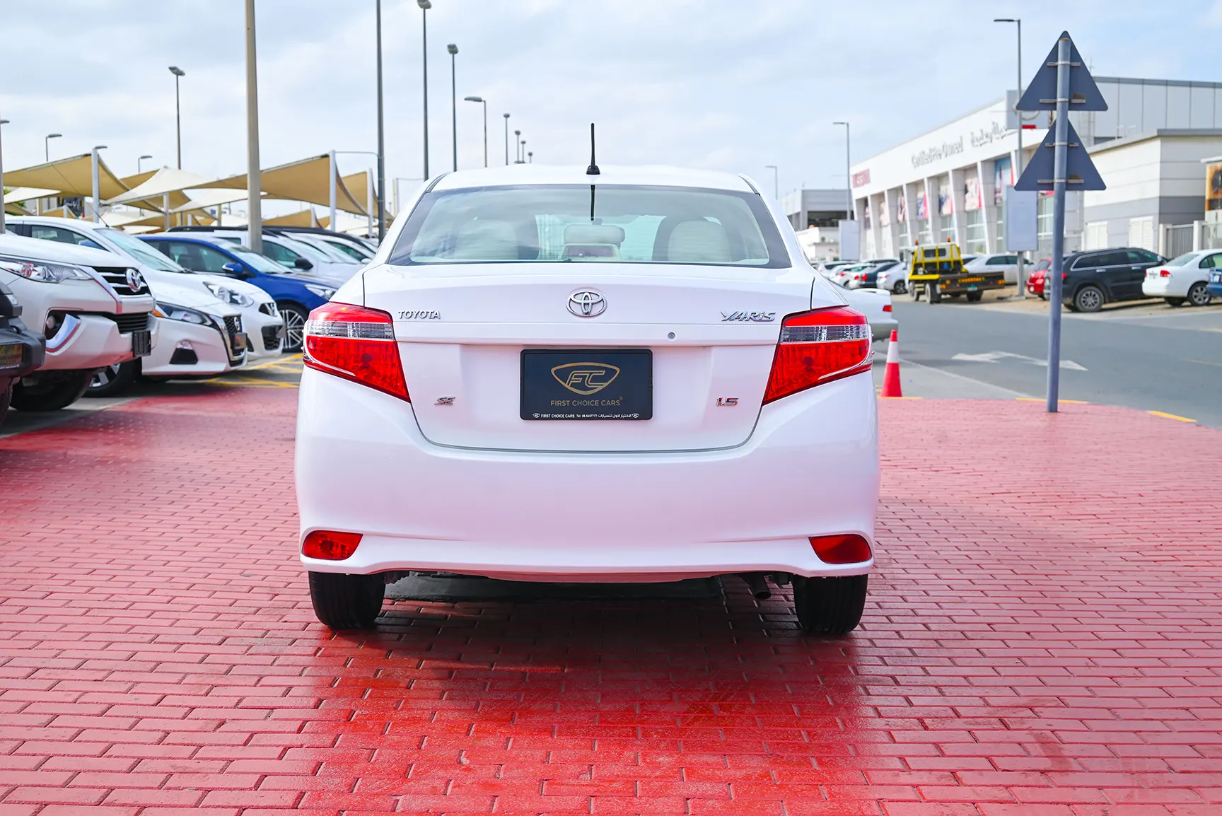 Used 2017 Toyota Yaris Se White – Back/Rear View at First Choice Cars Sharjah