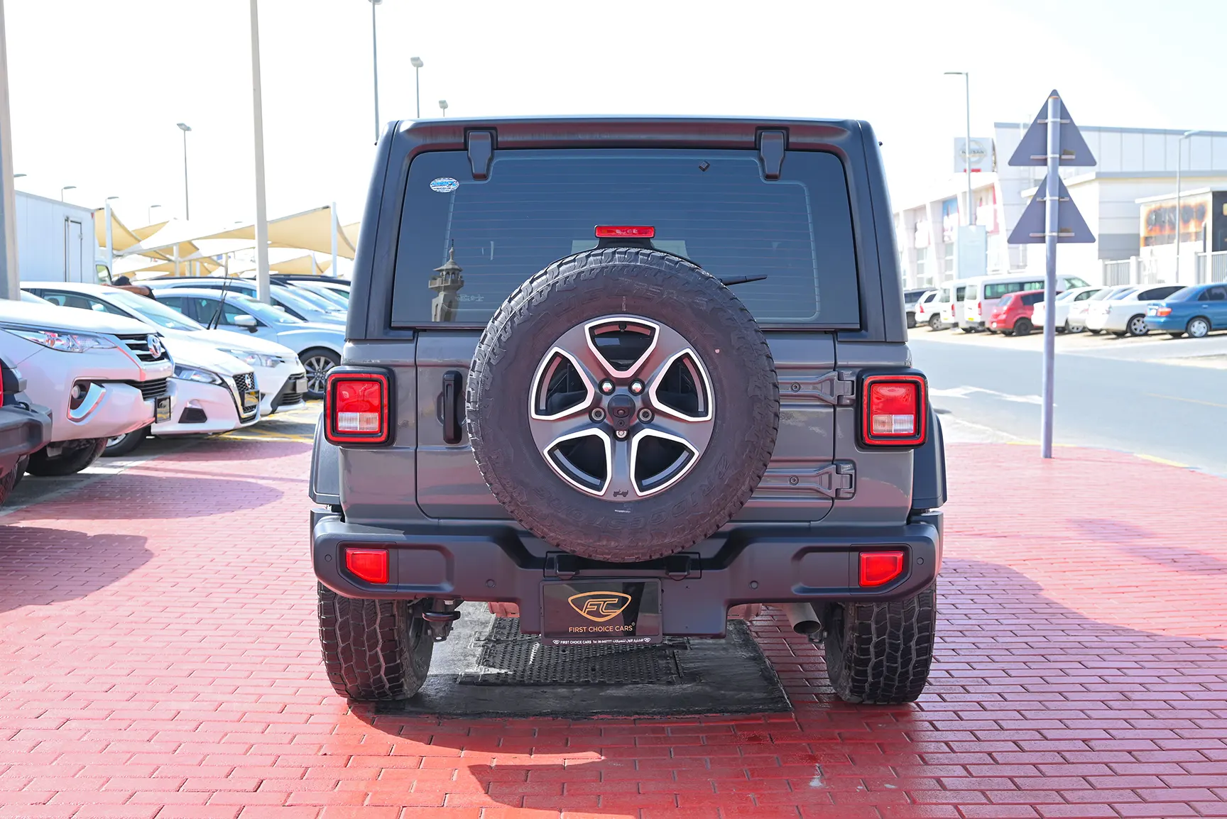 Used 2021 Jeep Wrangler Sport Grey – Back/Rear View at First Choice Cars Sharjah