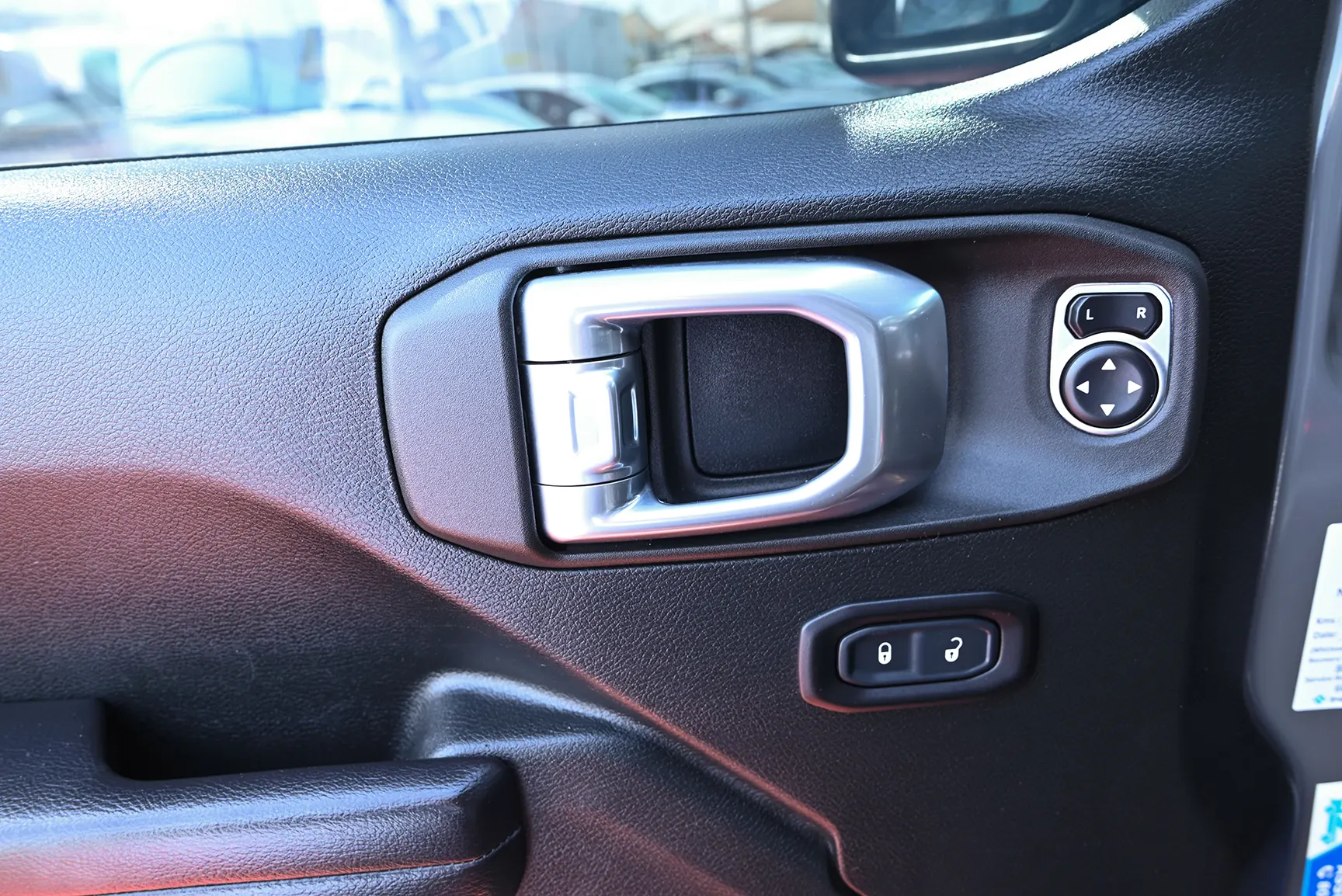 Used 2021 Jeep Wrangler Sport Grey – Driver Door Panel Full View at First Choice Cars Sharjah