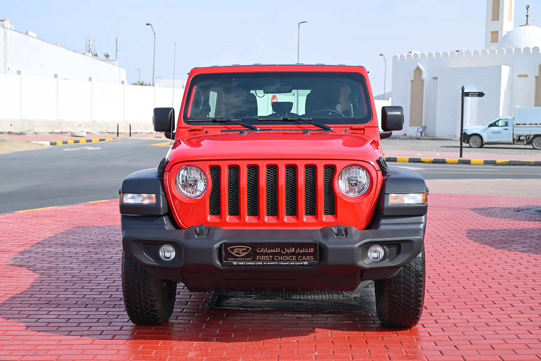 Used 2019 Jeep Wrangler Unlimited Sport Red – Front View at First Choice Cars Sharjah
