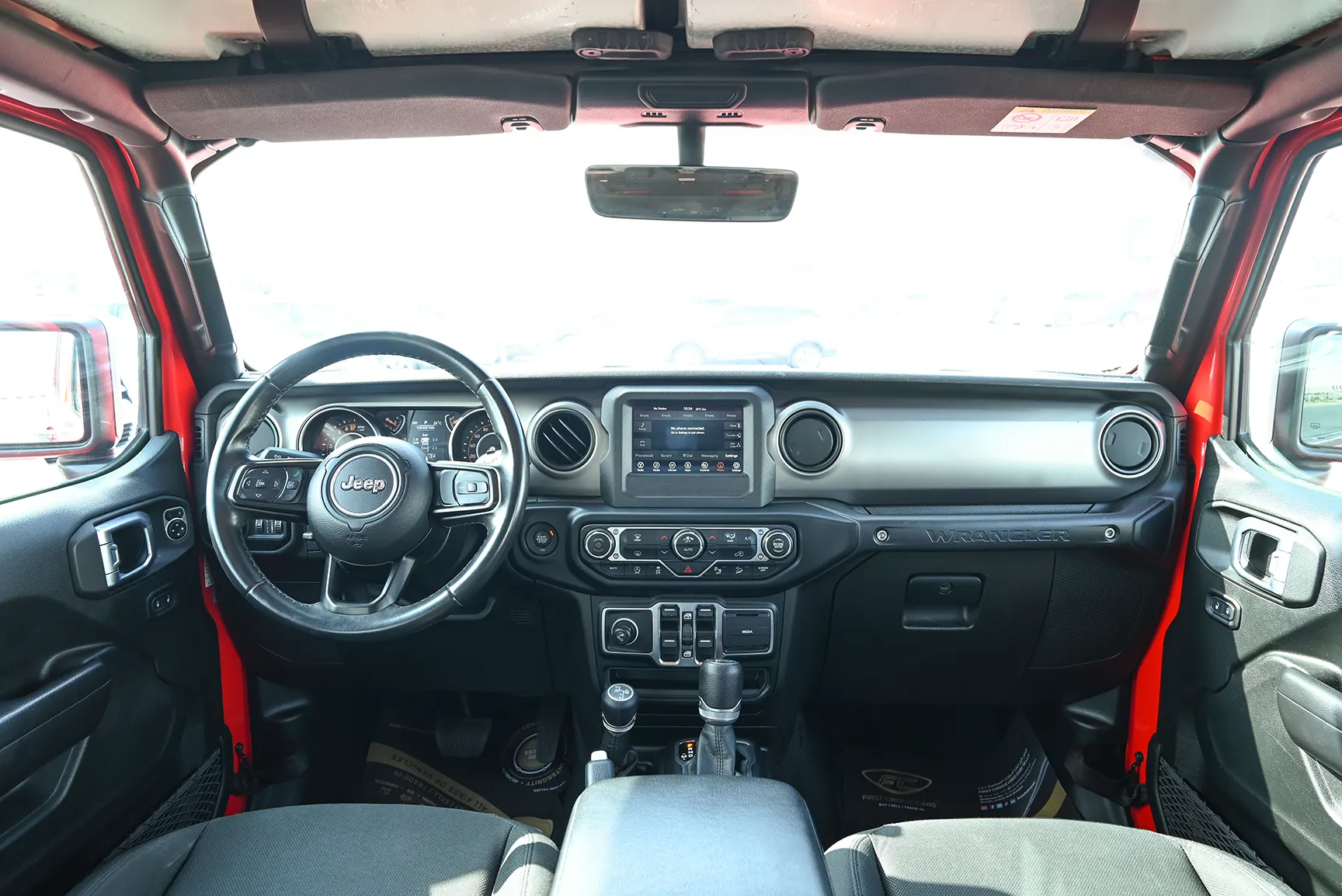 Used 2019 Jeep Wrangler Unlimited Sport Red – Front Cabin / Dashboard Full View at First Choice Cars Sharjah