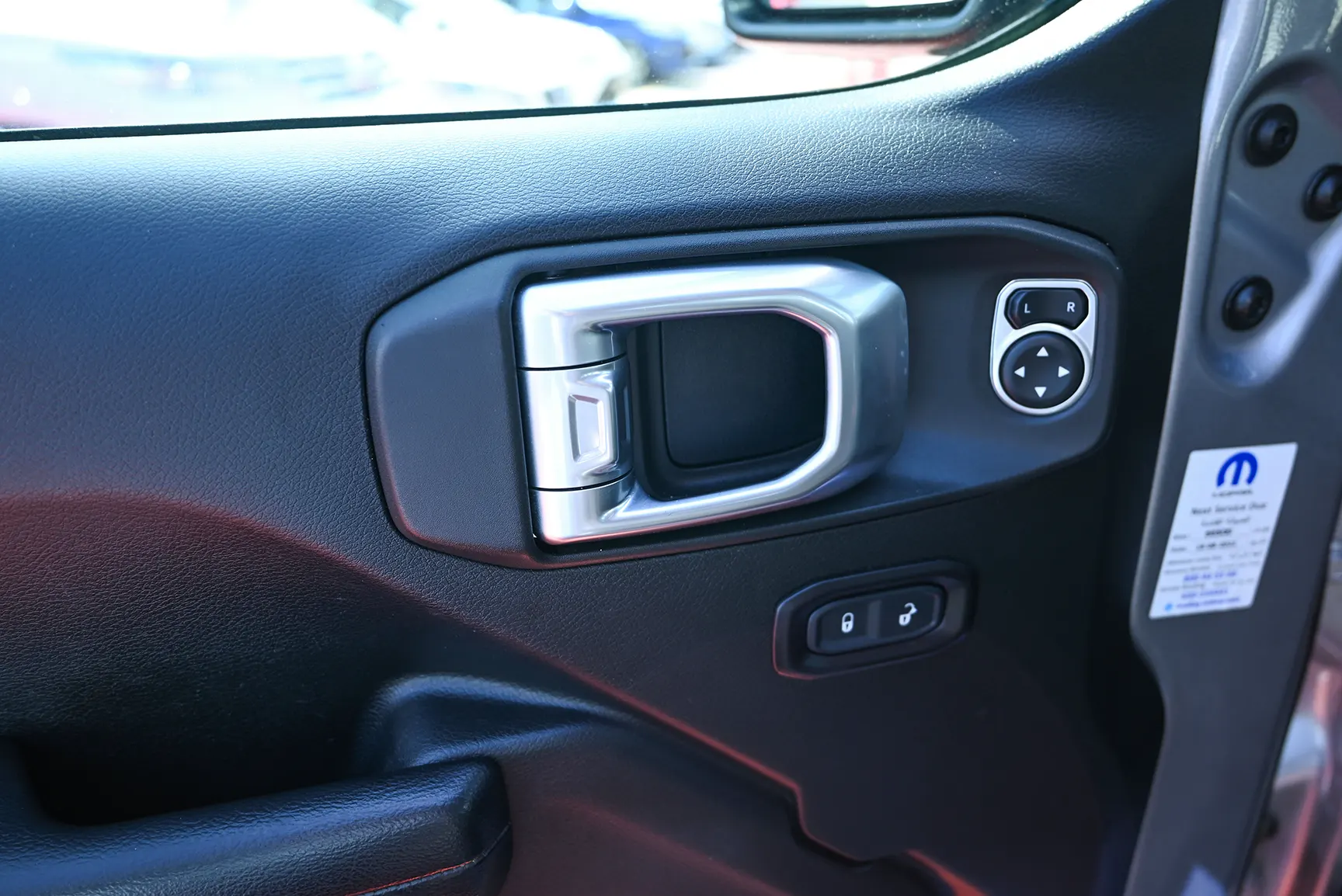 Used 2019 Jeep Wrangler Unlimited Sport Silver – Driver Door Panel Full View at First Choice Cars Sharjah