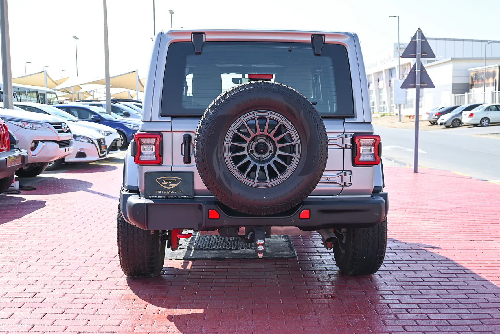 Used 2020 Jeep Wrangler Unlimited Rubicon Silver – Back/Rear View at First Choice Cars Sharjah