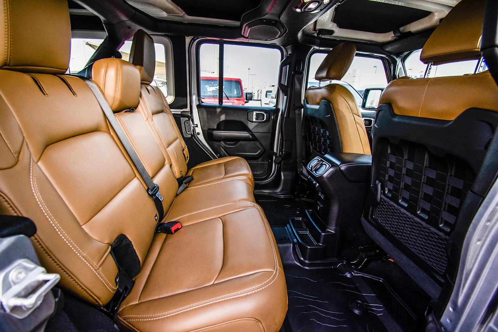 Used 2020 Jeep Wrangler Unlimited Rubicon Silver – Rear Passenger Side Cabin View at First Choice Cars Sharjah