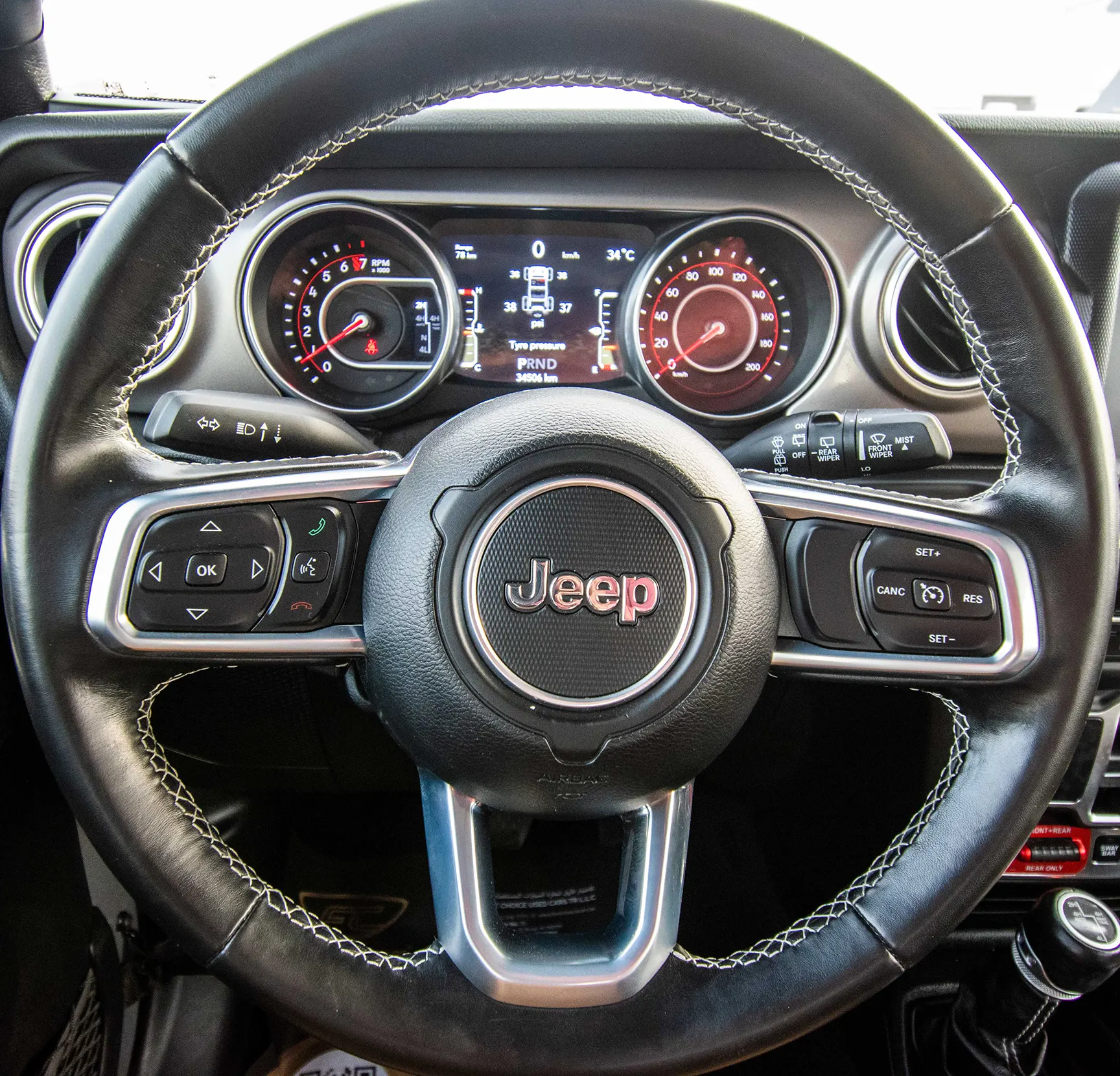 Used 2020 Jeep Wrangler Unlimited Rubicon Silver – Driver Side Dashboard & Steering View at First Choice Cars Sharjah