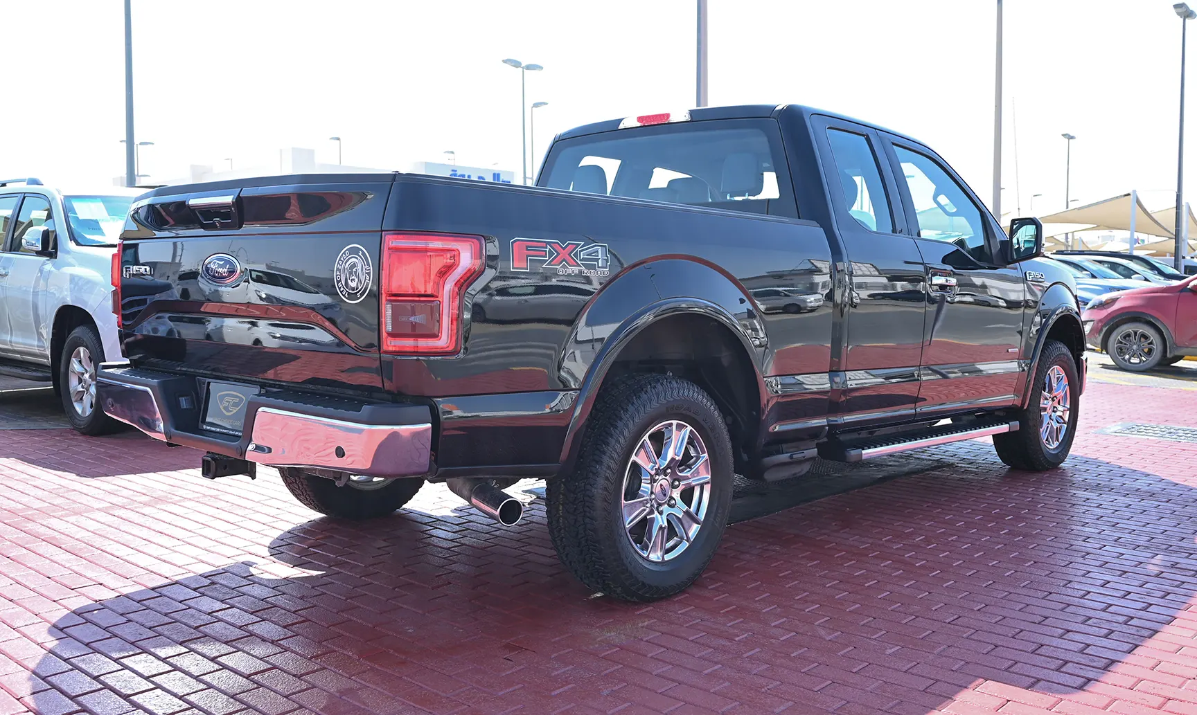 Used 2017 Ford F-Series Pickup F-150 Lariat Sport Edition in Black – Right Back Diagonal (45°) View for Sale at First Choice Cars Dubai Sharjah
