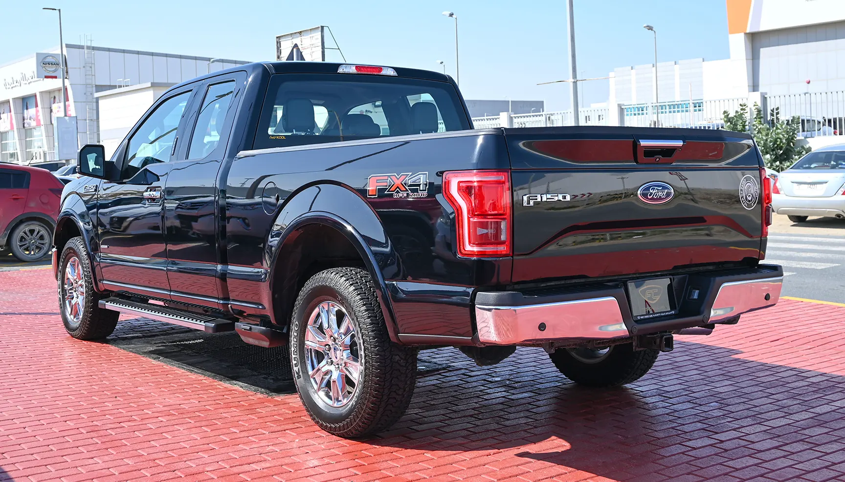 Used 2017 Ford F-Series Pickup F-150 Lariat Sport Edition in Black – Left Back Diagonal (45°) View for Sale at First Choice Cars Dubai Sharjah