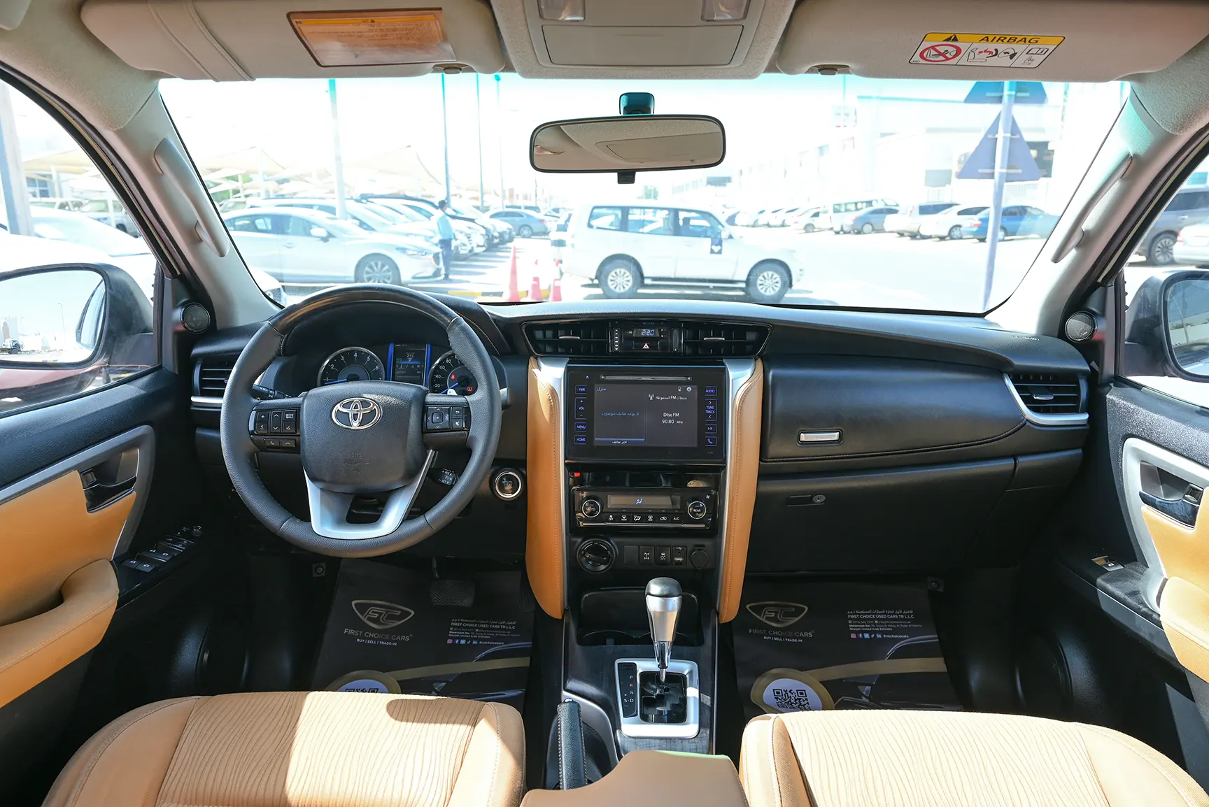Used 2017 Toyota Fortuner GXR in White – Front Cabin / Dashboard Full View for Sale at First Choice Cars Dubai Sharjah