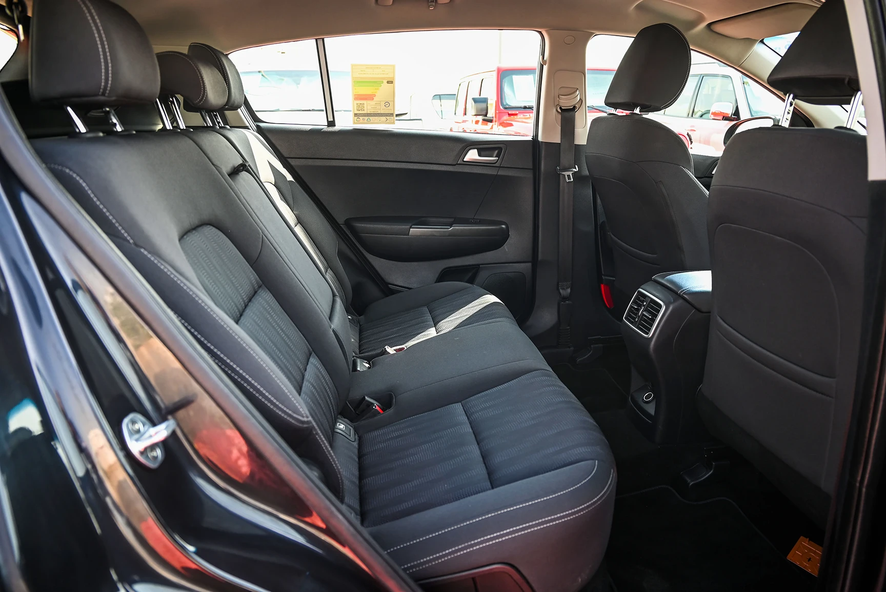 Used 2018 KIA Sportage LX Blue – Rear Passenger Side Cabin View at First Choice Cars Sharjah