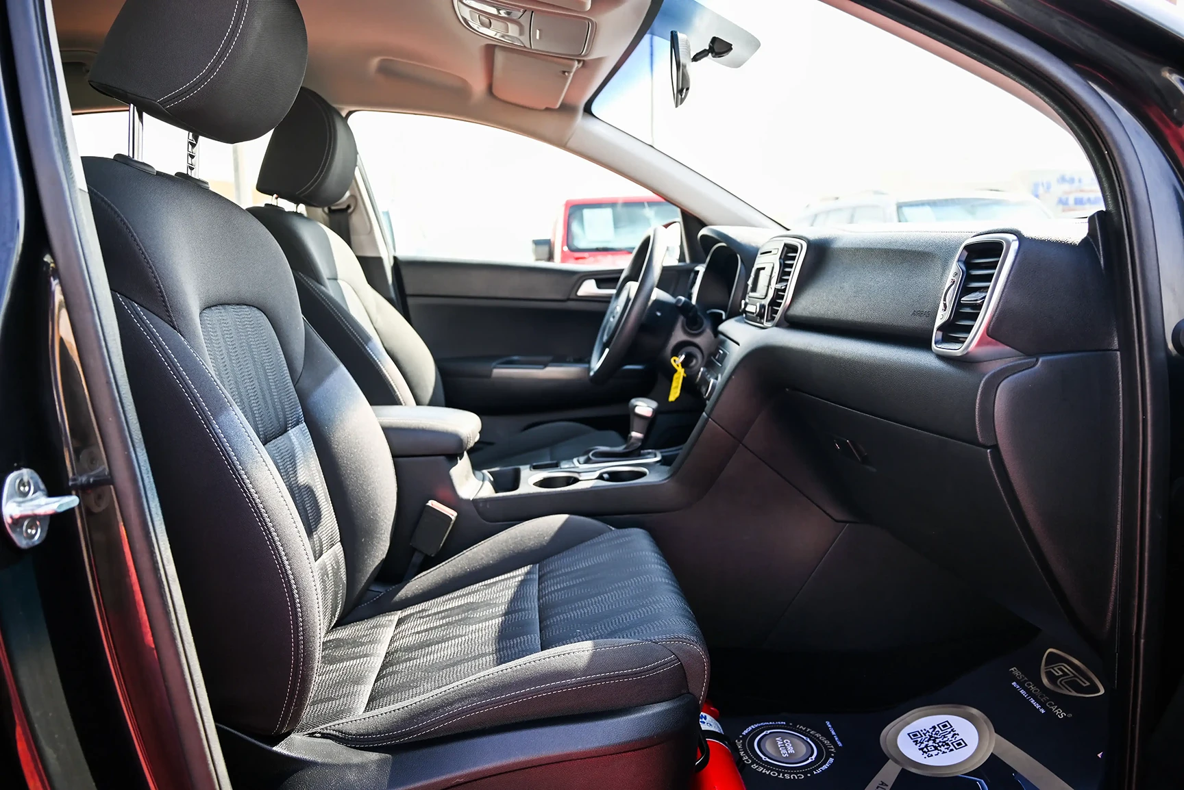 Used 2018 KIA Sportage LX Blue – Front Passenger Side Cabin View at First Choice Cars Sharjah