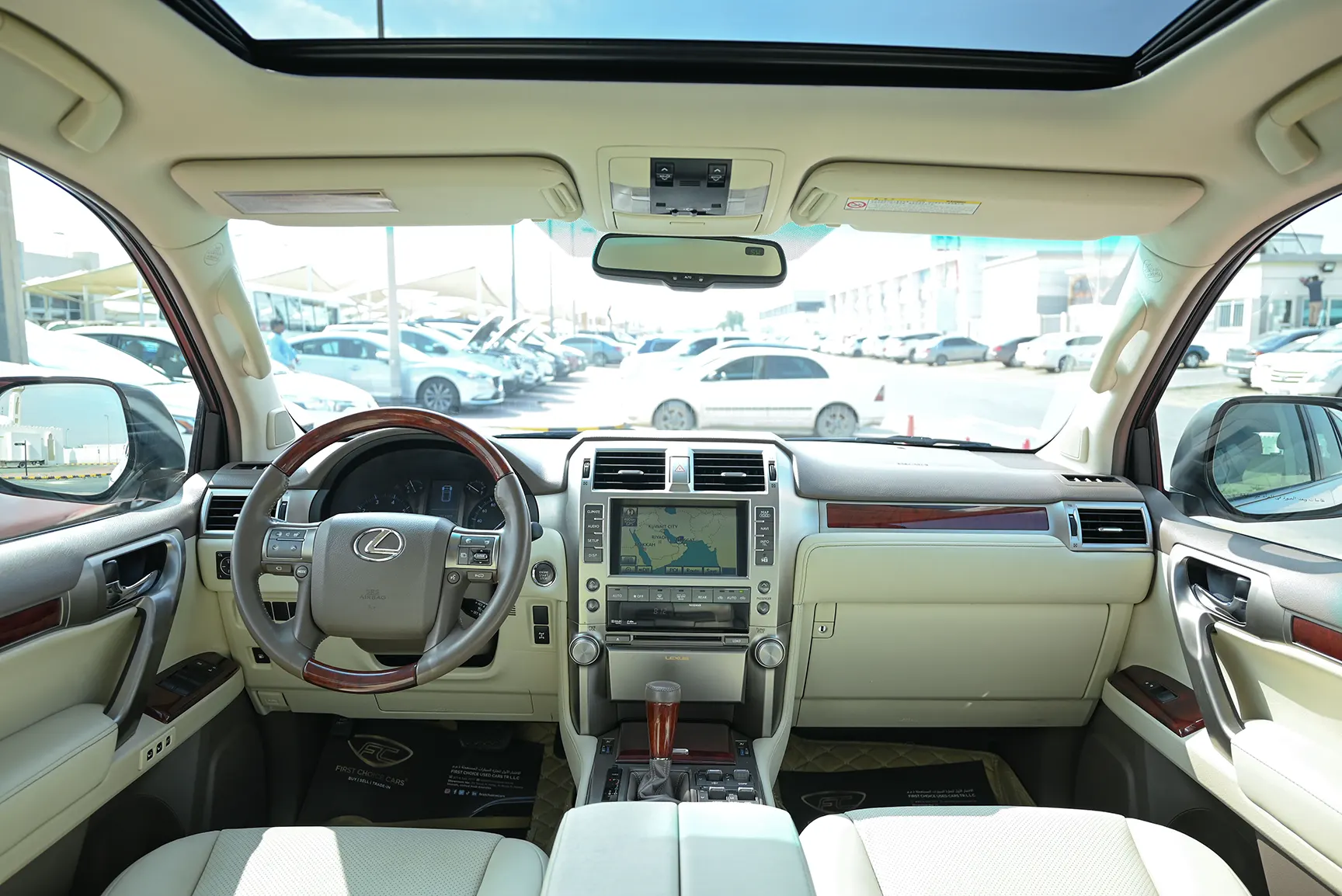 Used 2010 Lexus GX-Series GX 460 Platinum White – Front Cabin / Dashboard Full View at First Choice Cars Sharjah