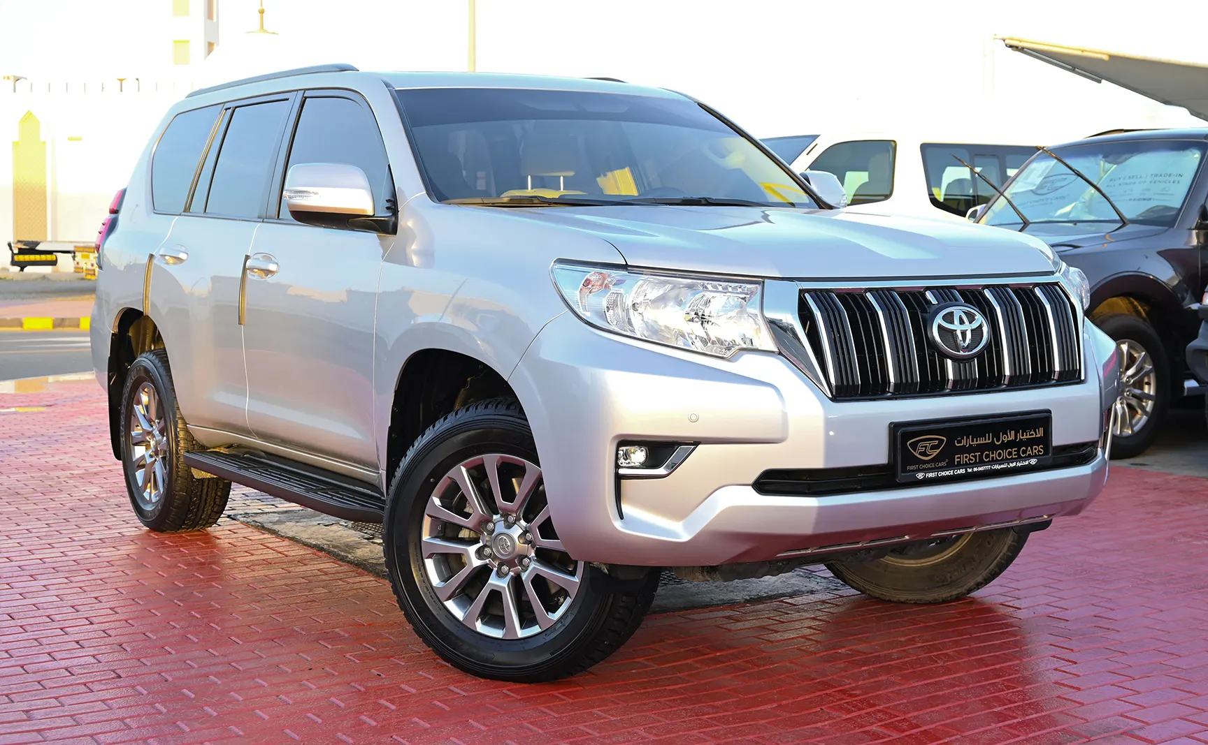 Used 2021 Toyota Prado GXR White – Right Front Diagonal (45°) View at First Choice Cars Sharjah