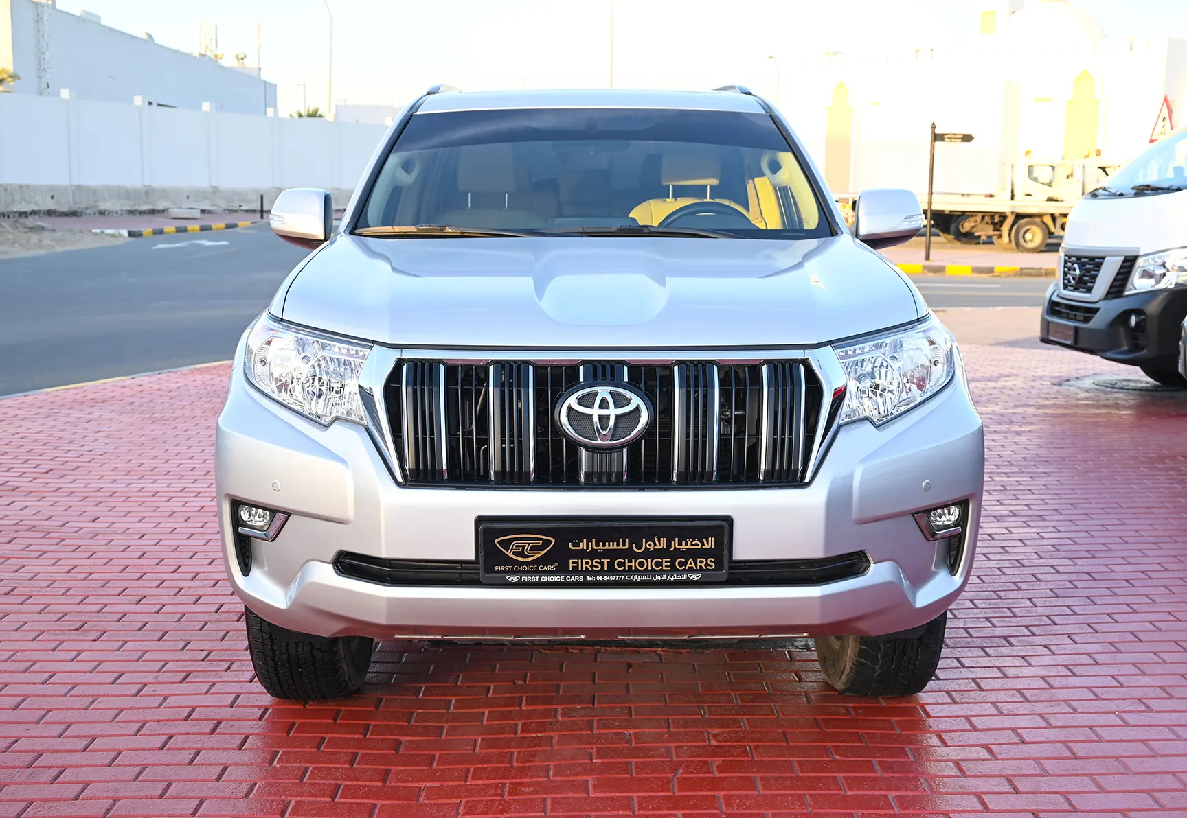 Used 2021 Toyota Prado GXR White – Front View at First Choice Cars Sharjah