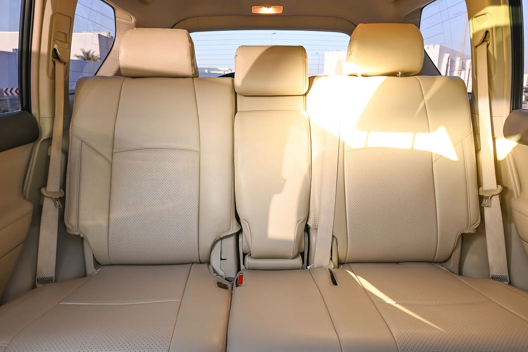Used 2021 Toyota Prado GXR White – Rear Seat View at First Choice Cars Sharjah