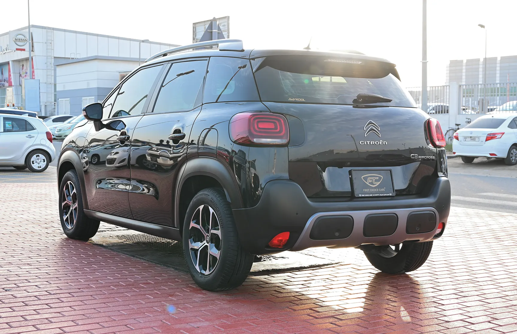 Used 2022 Citroen C3 Aircross Live Black – Left Back Diagonal (45°) View at First Choice Cars Sharjah
