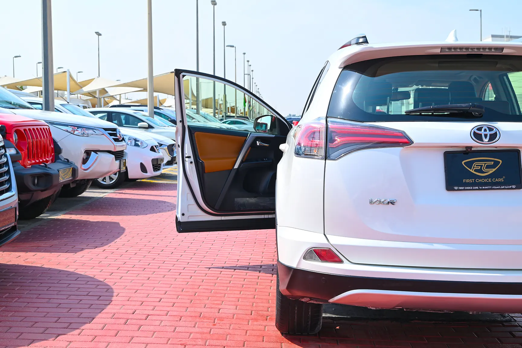 Used 2017 Toyota RAV4 VXR in White – Taillight Close-up for Sale at First Choice Cars Dubai Sharjah
