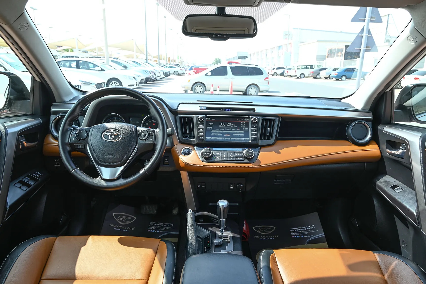 Used 2017 Toyota RAV4 VXR in White – Front Cabin / Dashboard Full View for Sale at First Choice Cars Dubai Sharjah