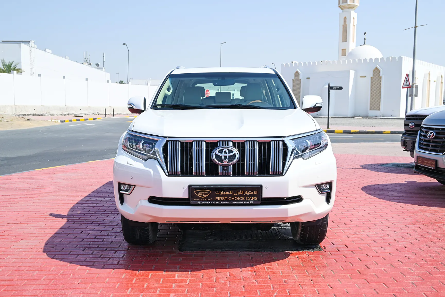 Used 2019 Toyota Prado Limited White – Front View at First Choice Cars Sharjah