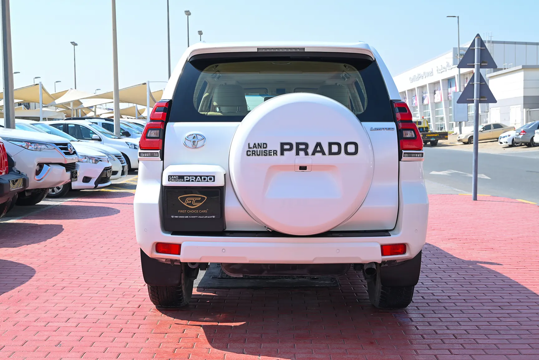 Used 2019 Toyota Prado Limited White – Back/Rear View at First Choice Cars Sharjah