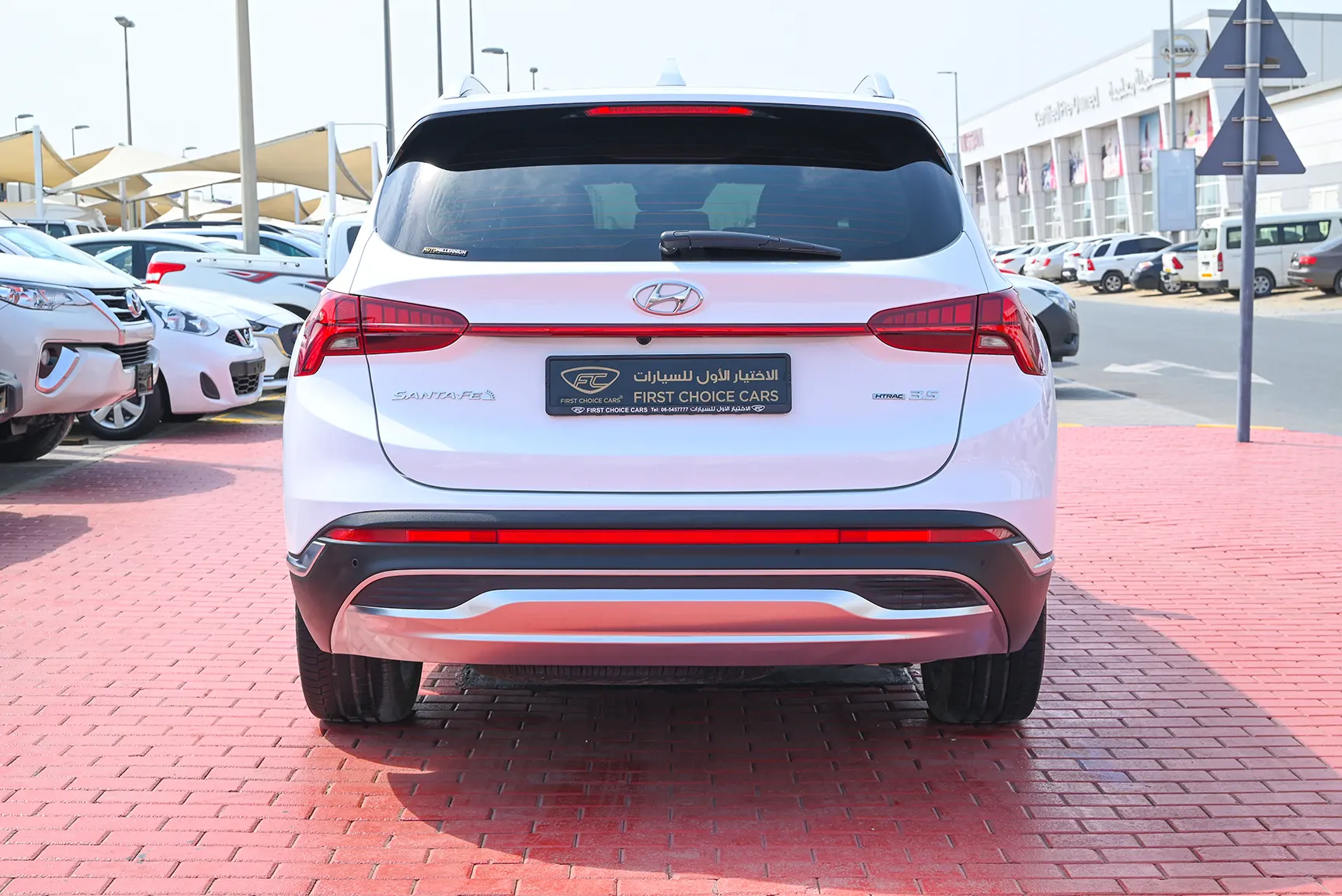 Used 2022 Hyundai Santa Fe GLS Premium White – Back/Rear View at First Choice Cars Sharjah