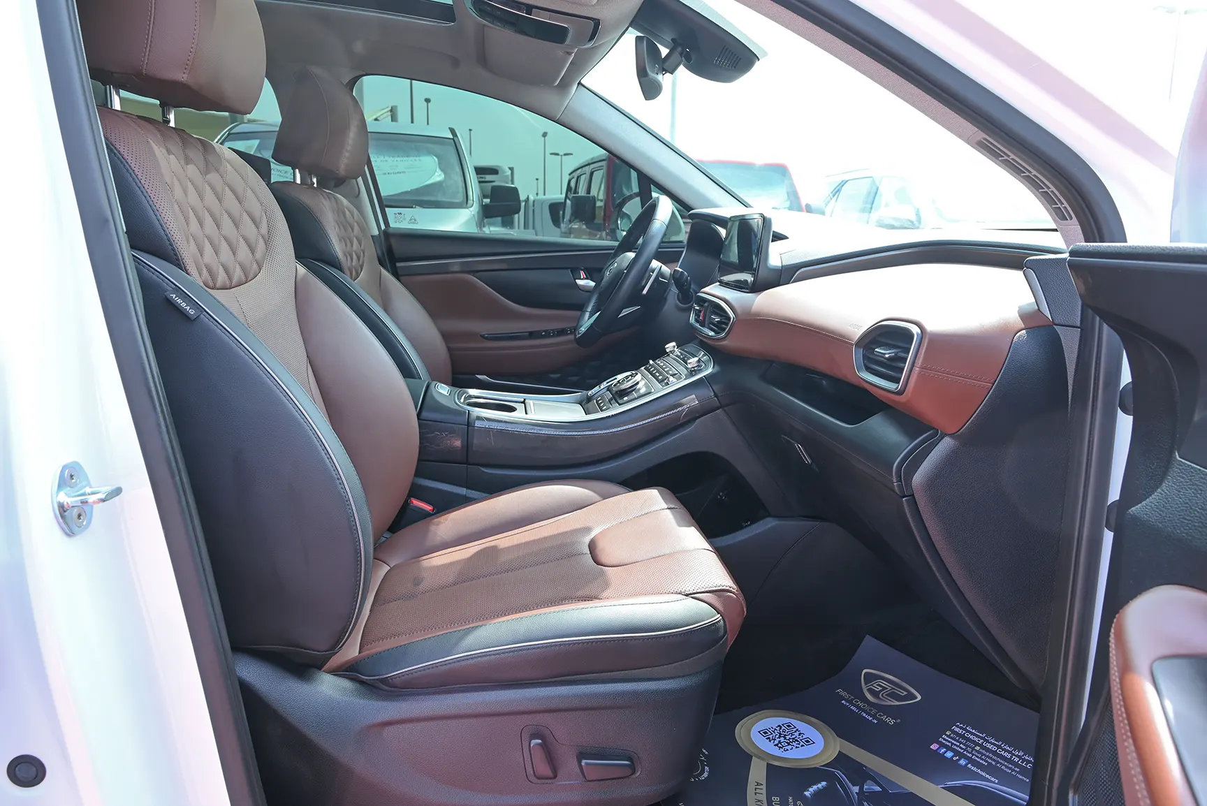 Used 2022 Hyundai Santa Fe GLS Premium White – Front Passenger Side Cabin View at First Choice Cars Sharjah