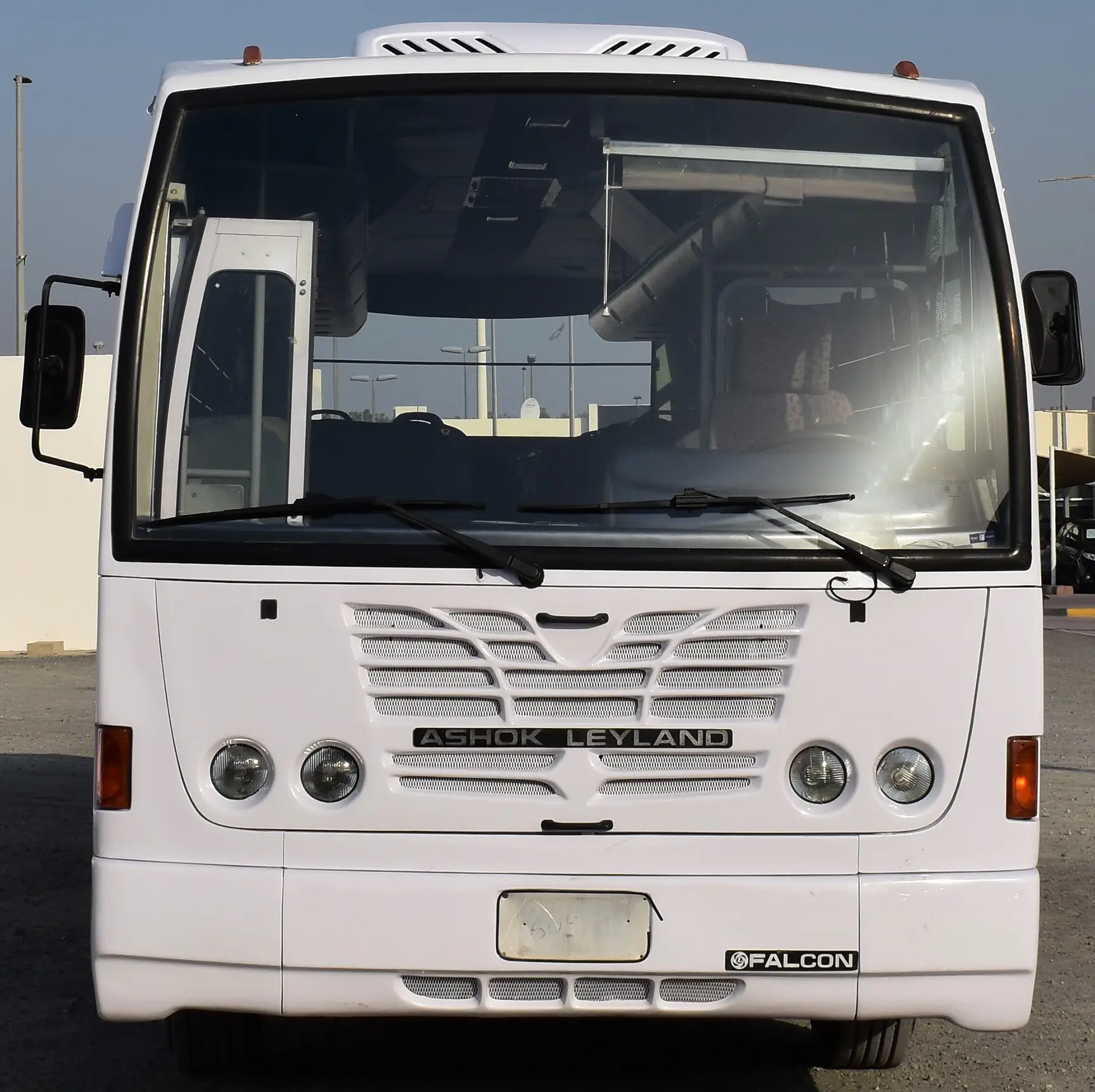 Used 2014 Ashok Leyland Falcon Bus White – Front View at First Choice Cars Sharjah