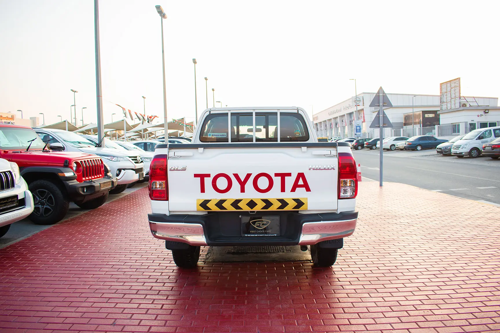Used 2017 Toyota Hilux DLS Double Cabin White – Back/Rear View at First Choice Cars Sharjah