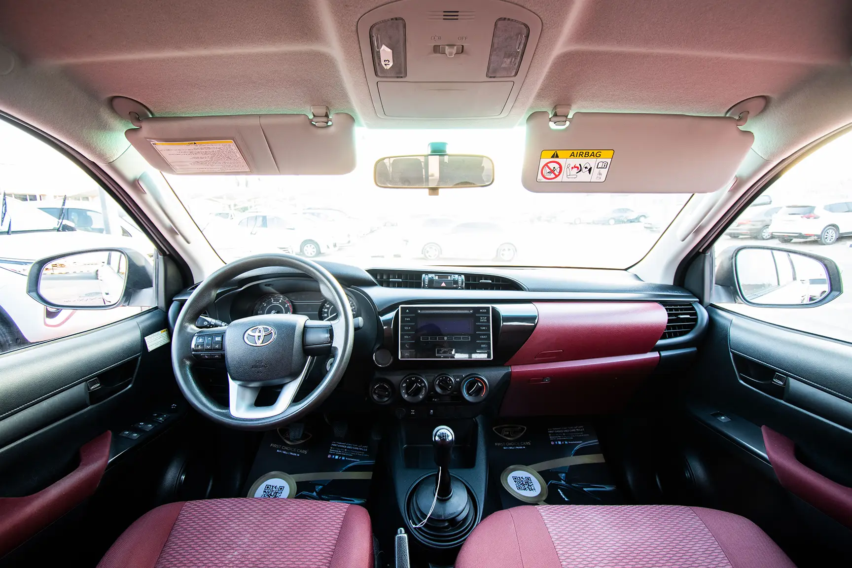 Used 2017 Toyota Hilux DLS Double Cabin White – Front Cabin / Dashboard Full View at First Choice Cars Sharjah