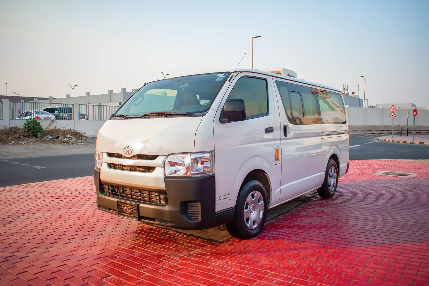 Used 2017 Toyota Hiace GL Standard Roof in White – Left Front Diagonal (45°) View for Sale at First Choice Cars Dubai Sharjah