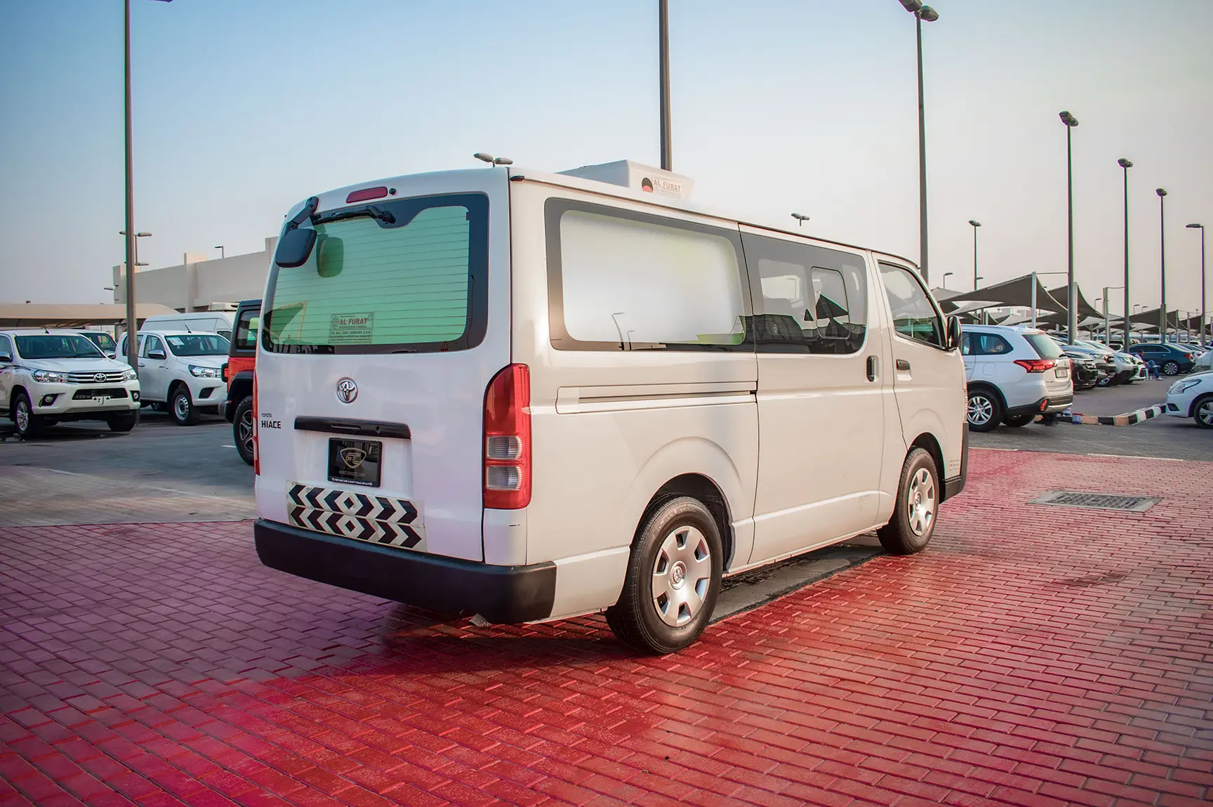 Used 2017 Toyota Hiace GL -Std Roof 6 STR Panel Van White – Right Back Diagonal (45°) View at First Choice Cars Sharjah