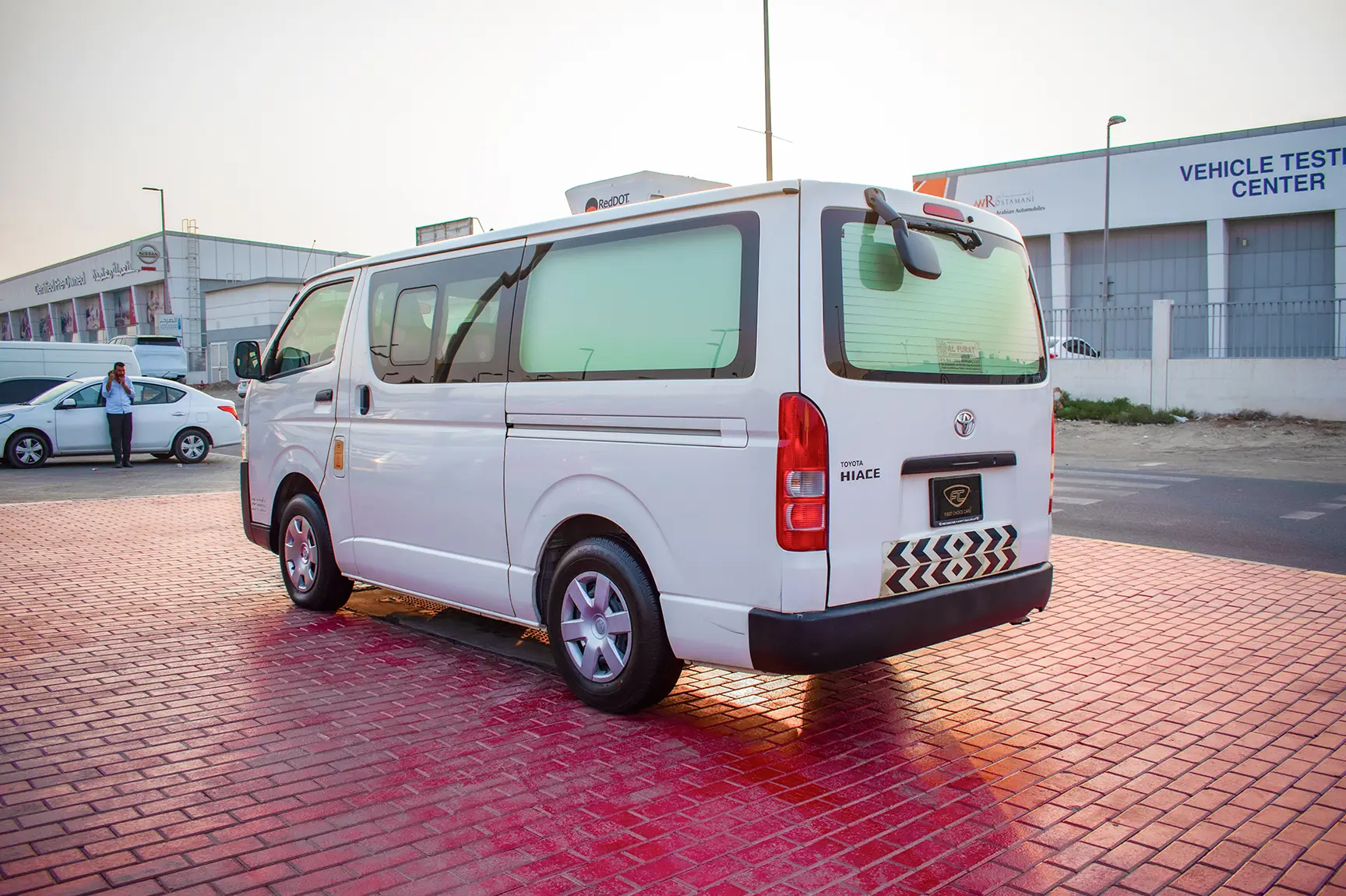 Used 2017 Toyota Hiace GL -Std Roof 6 STR Panel Van White – Left Back Diagonal (45°) View at First Choice Cars Sharjah