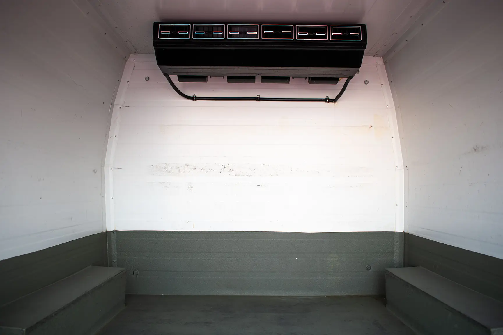 Used 2017 Toyota Hiace GL -Std Roof 6 STR Panel Van White – Chiller Box Rear Opening View at First Choice Cars Sharjah