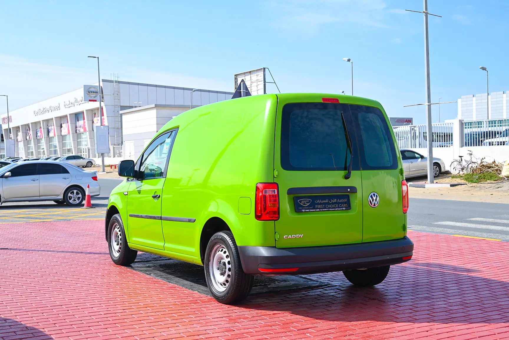 Used 2019 Volkswagen Caddy Delivery Van Green – Left Back Diagonal (45°) View at First Choice Cars Sharjah