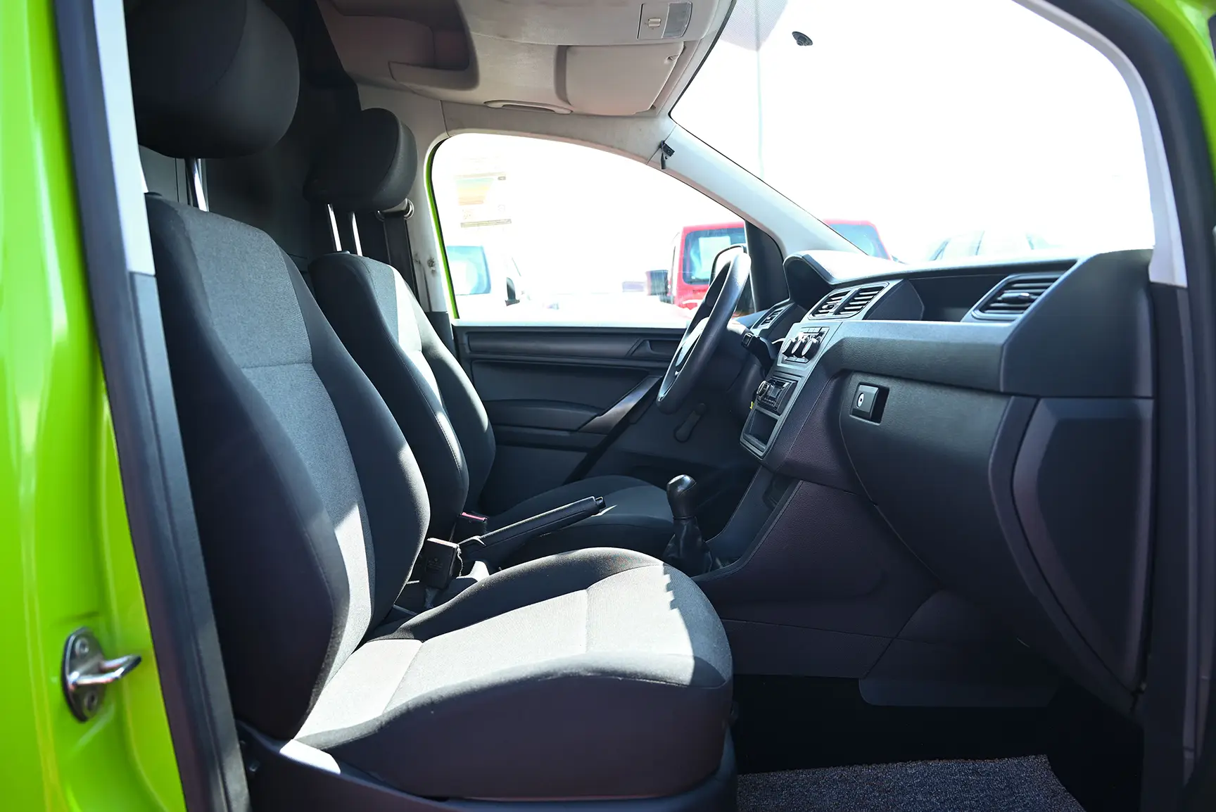 Used 2019 Volkswagen Caddy Delivery Van Green – Front Passenger Side Cabin View at First Choice Cars Sharjah