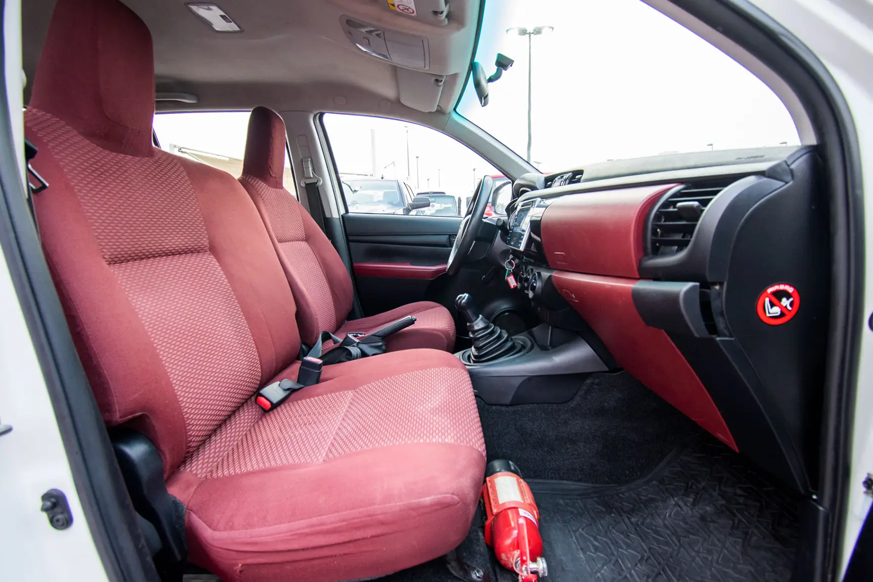 Used 2017 Toyota Hilux GL Double Cabin 2.7L 4x2 (petrol) White – Front Passenger Side Cabin View at First Choice Cars Sharjah