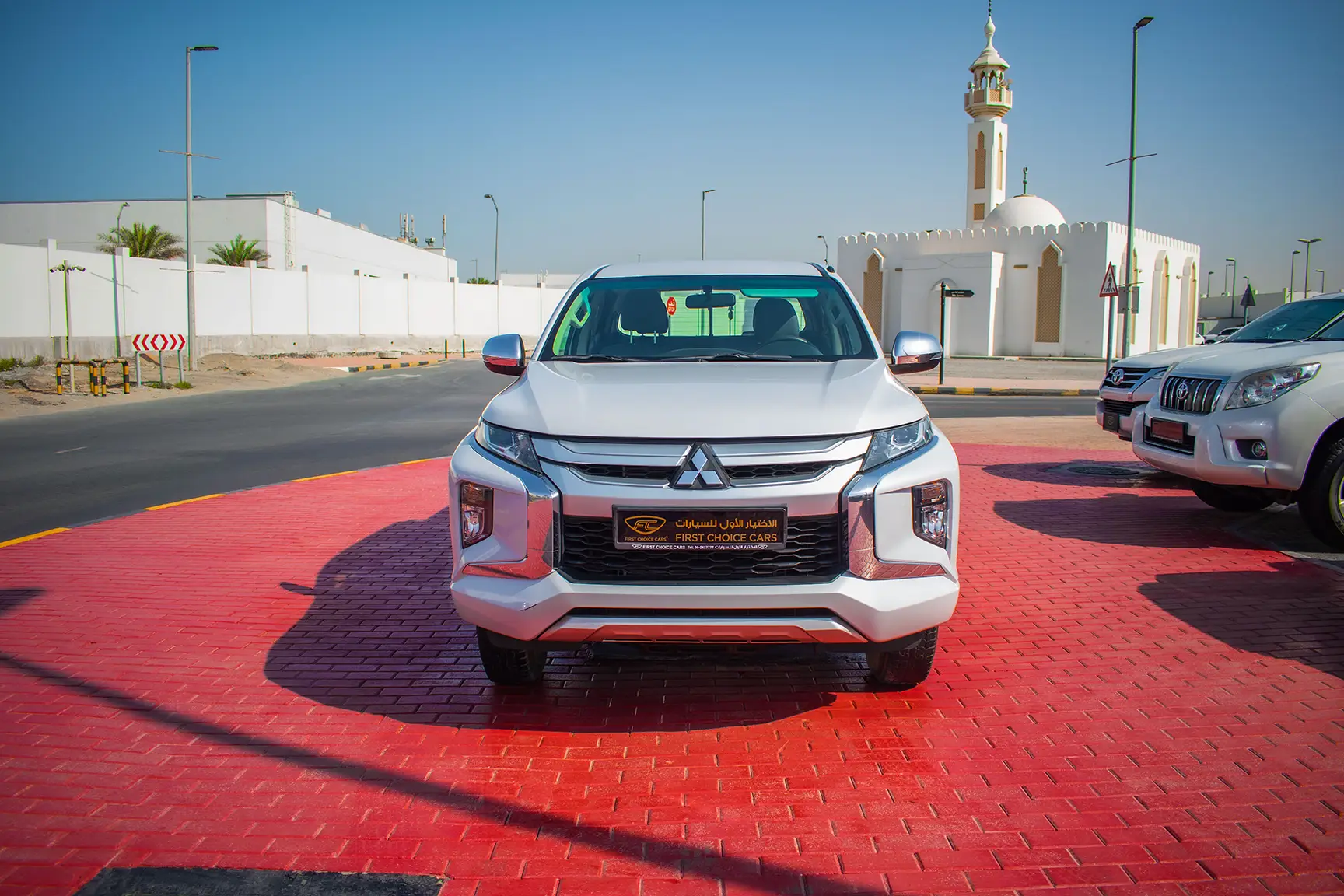 Used 2020 Mitsubishi L200 GL Double Cabin in White – Front View for Sale at First Choice Cars Dubai Sharjah