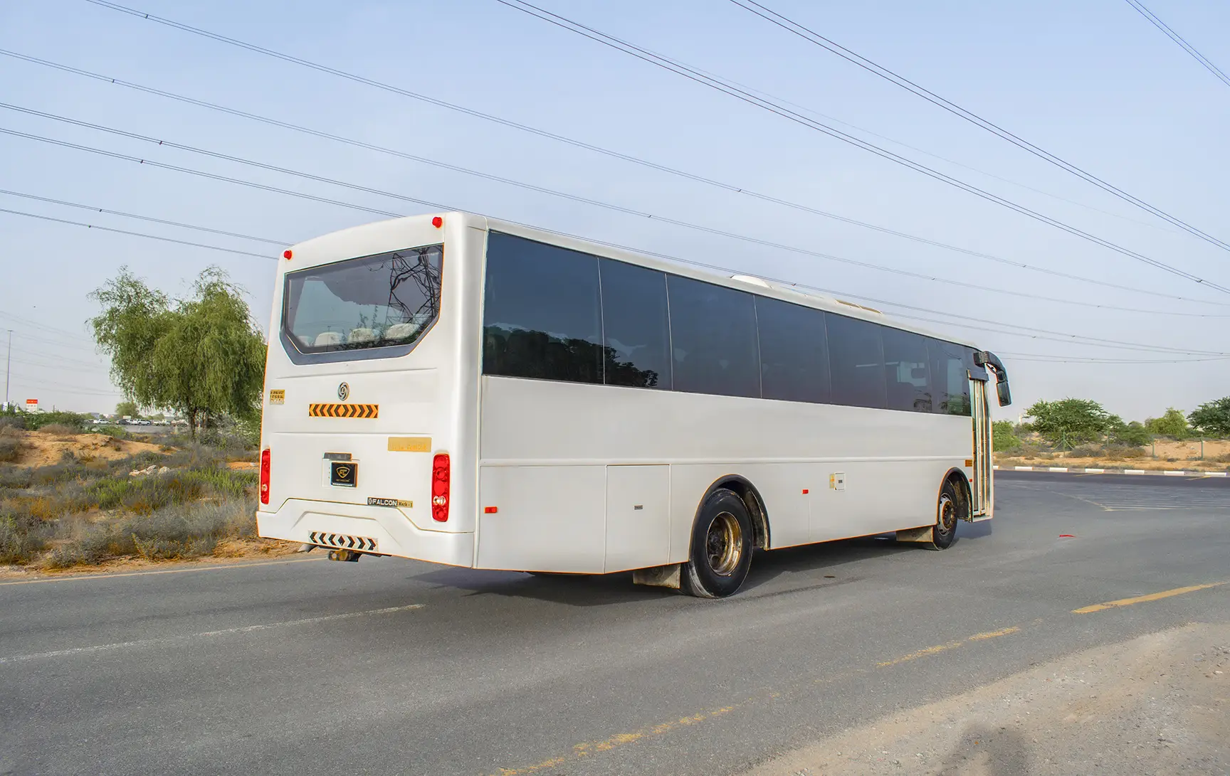 Used 2016 Ashok Leyland Falcon Bus 51-Seater White – Right Back Diagonal (45°) View at First Choice Cars Sharjah