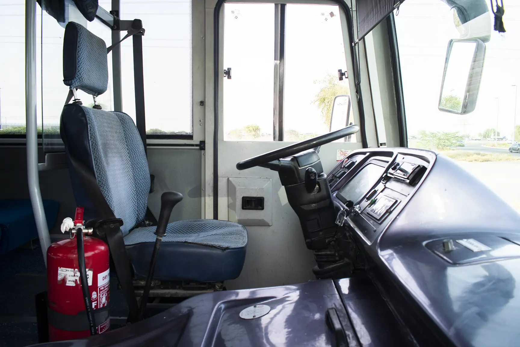 Used 2016 Ashok Leyland Falcon Bus 51-Seater White – Front Passenger Side Cabin View at First Choice Cars Sharjah