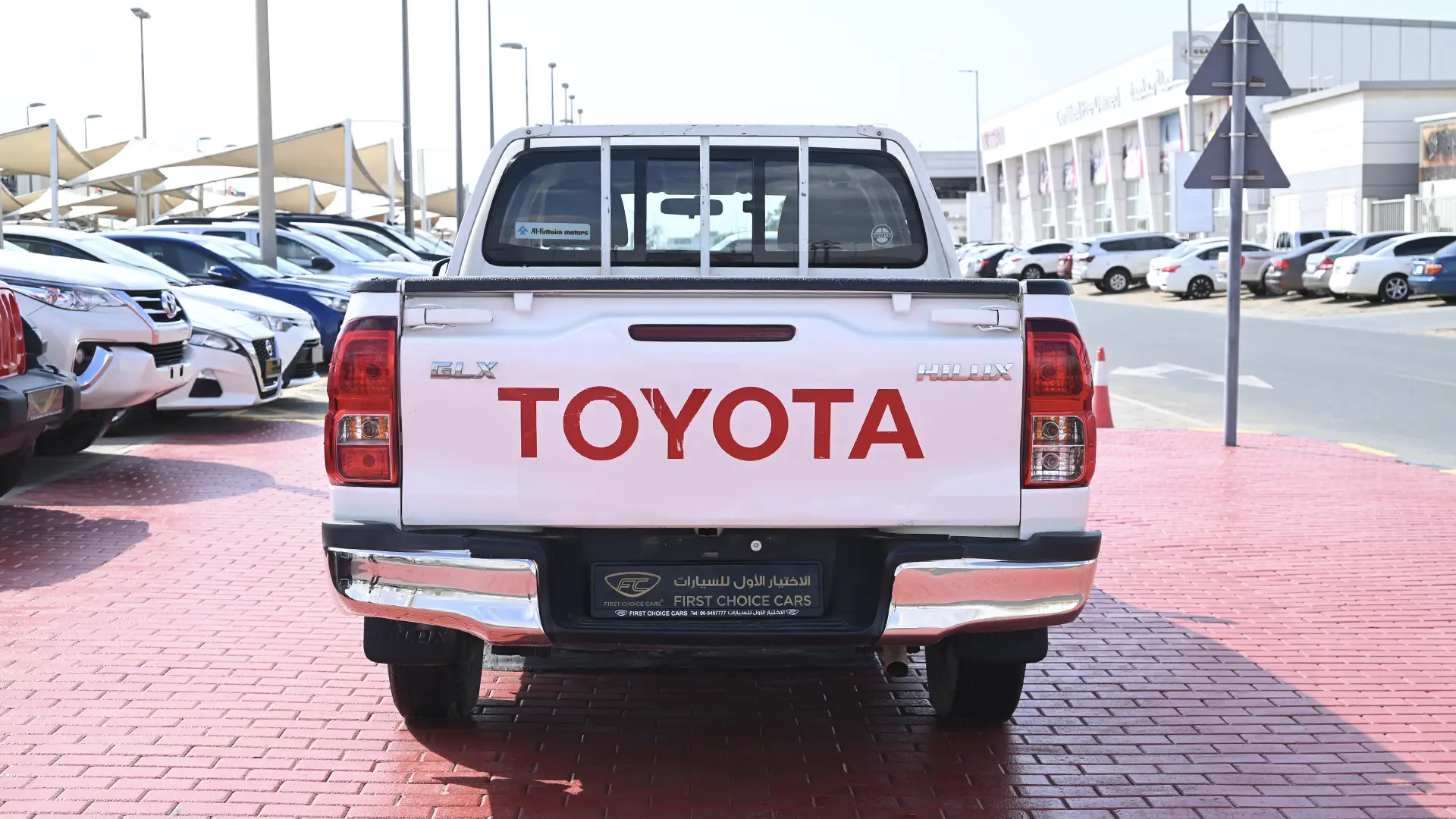 Used 2019 Toyota Hilux GL Double Cabin in White – Back/Rear View for Sale at First Choice Cars Dubai Sharjah