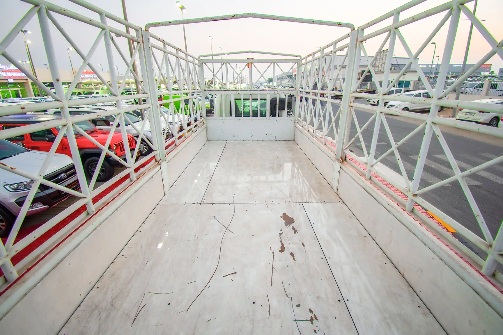 Used 2016 Mitsubishi Canter Cargo Body White – Delivery Box Rear Opening View at First Choice Cars Sharjah