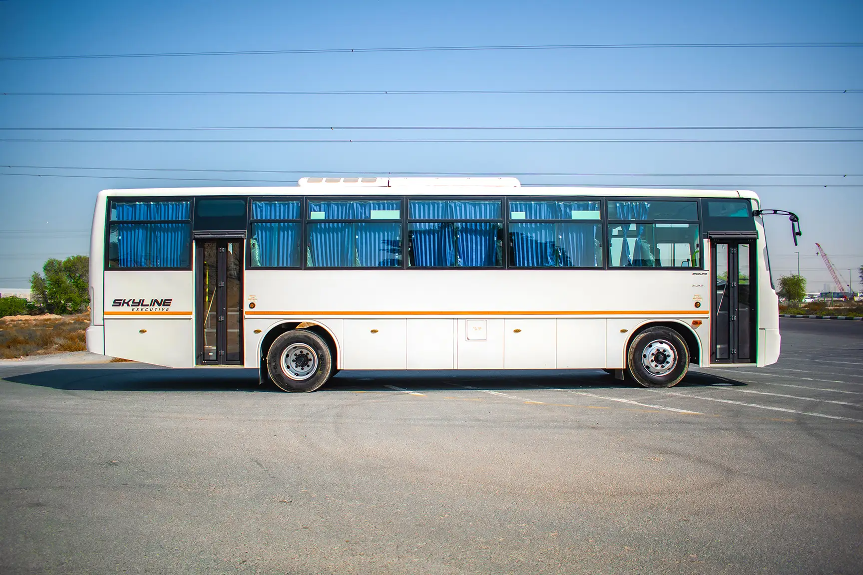 Used 2019 Eicher Skyline Bus 58-Seater White – Right Side View at First Choice Cars Sharjah