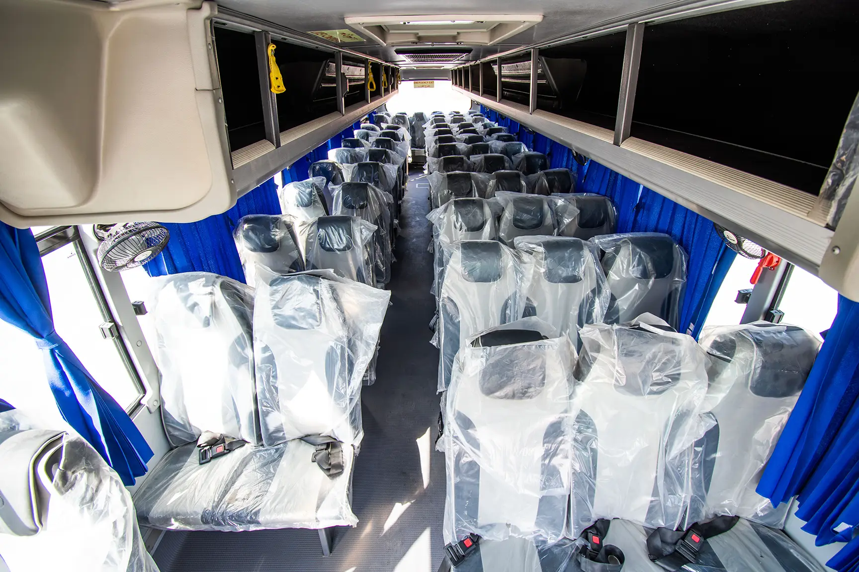 Used 2019 Eicher Skyline Bus 58-Seater White – Rear Seat View at First Choice Cars Sharjah