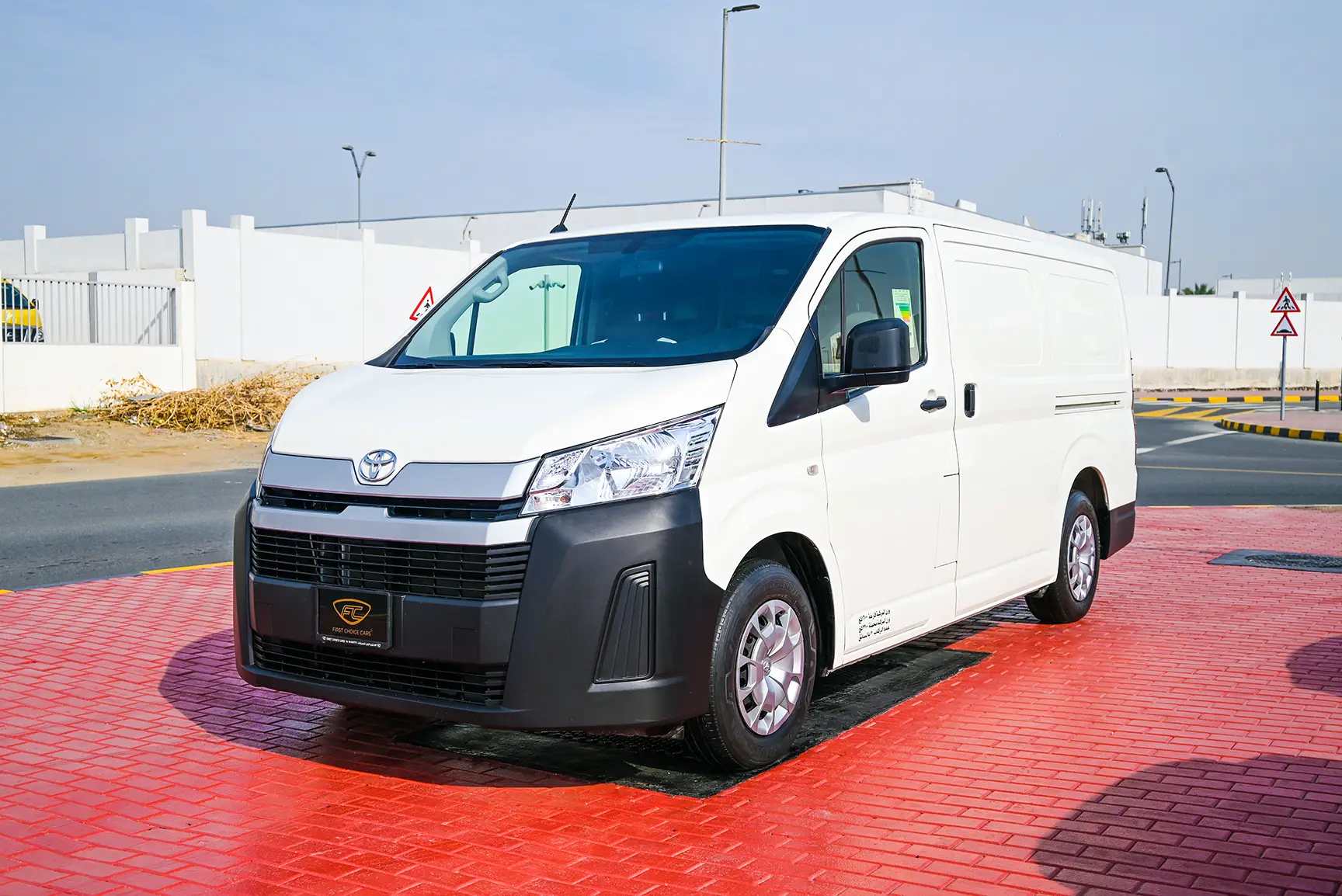 Used 2021 Toyota Hiace GL Standard Roof White – Left Front Diagonal (45°) View at First Choice Cars Sharjah