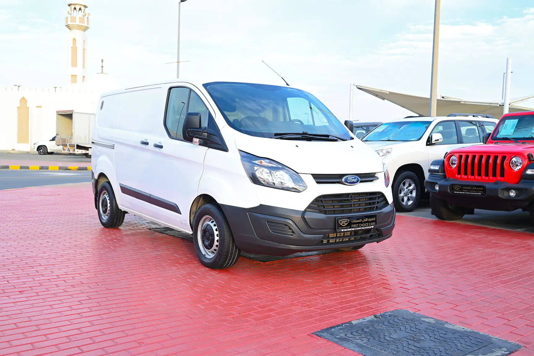 Used 2018 Ford Transit 150xl Low Roof White – Right Front Diagonal (45°) View at First Choice Cars Sharjah