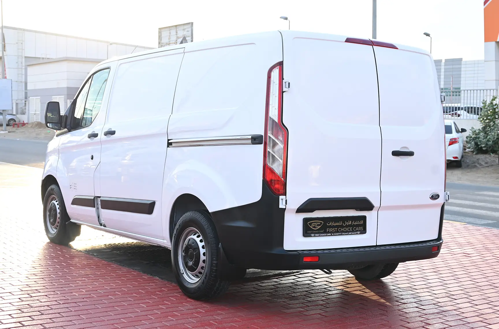 Used 2018 Ford Transit 150xl Low Roof White – Left Back Diagonal (45°) View at First Choice Cars Sharjah