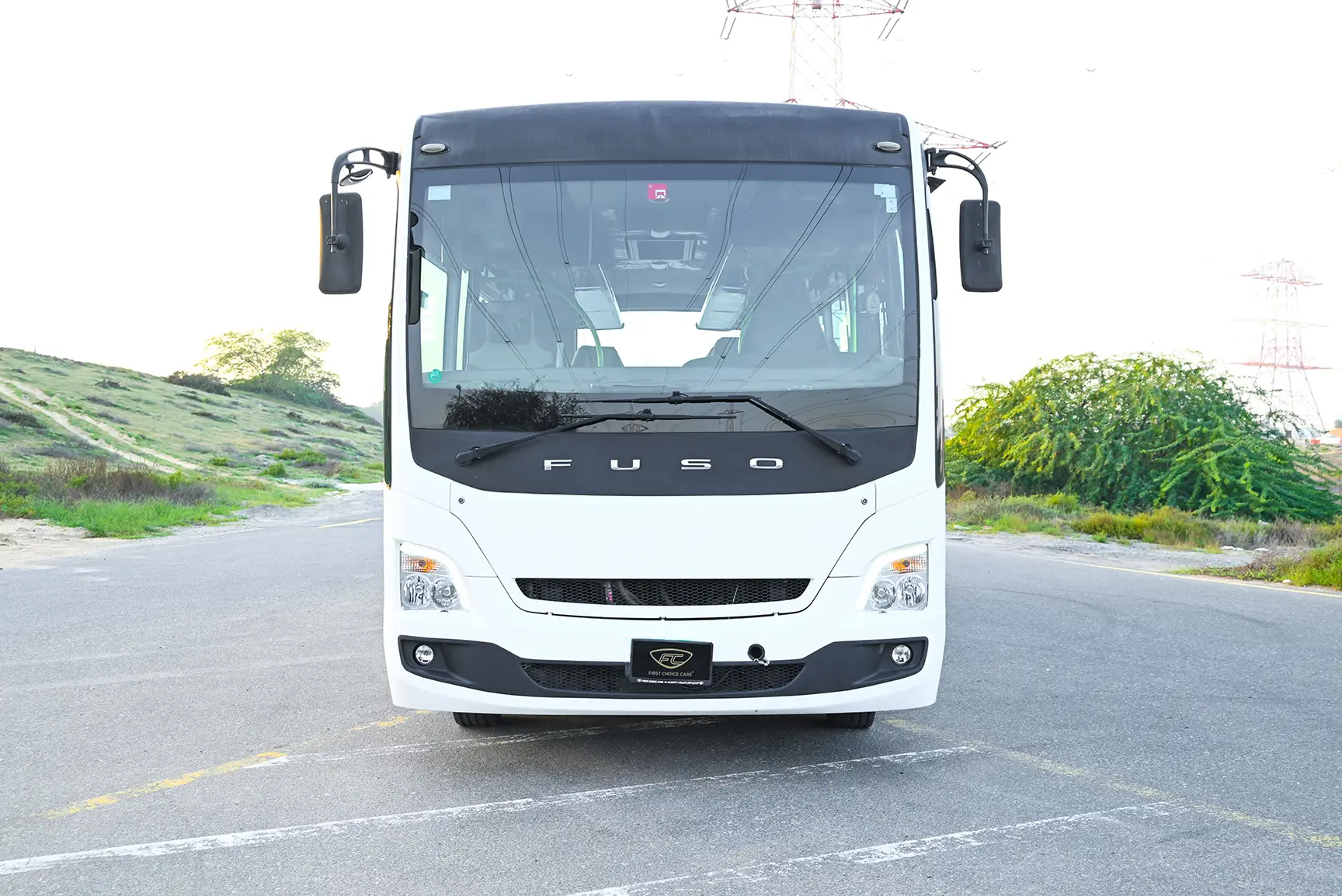 Used 2020 Mitsubishi Fuso BA 37-Seater in White – Front View for Sale at First Choice Cars Dubai Sharjah